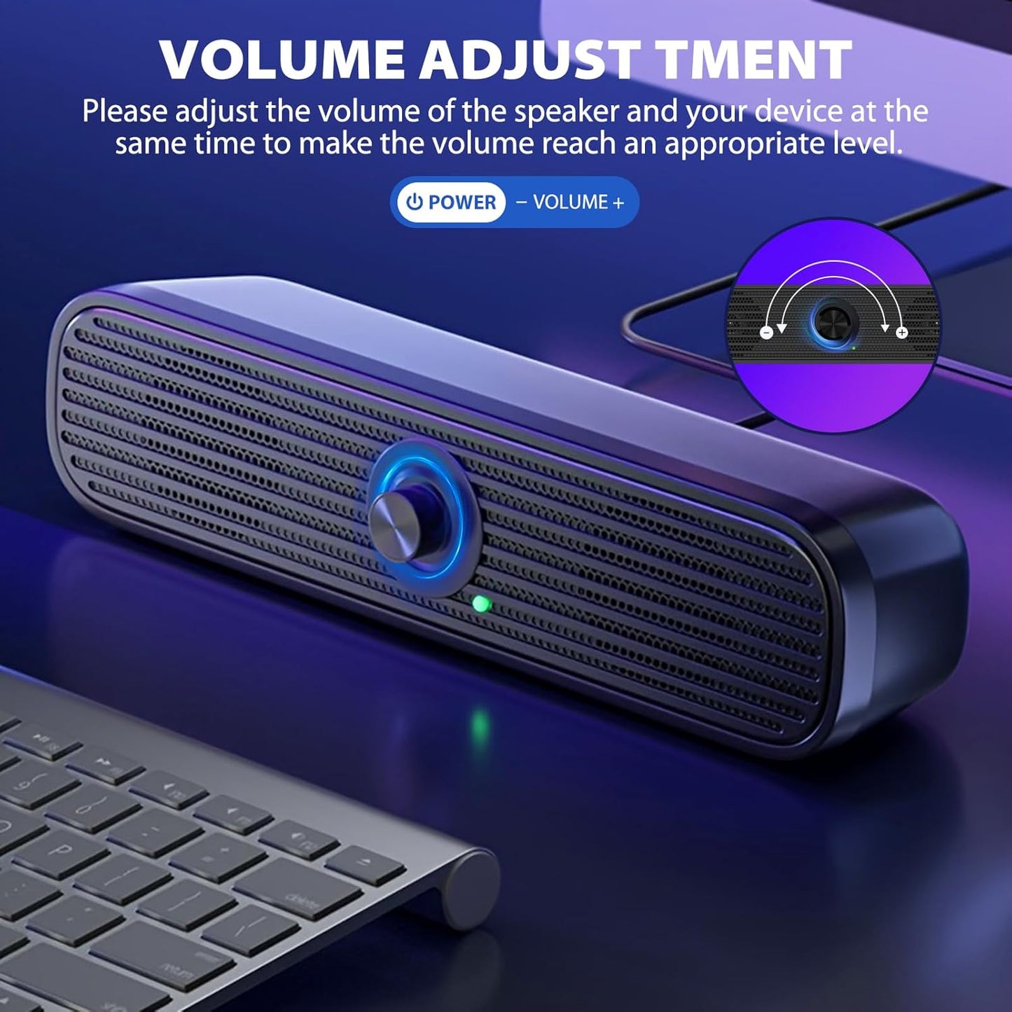 Computer Speakers for Desktop Laptop Tablet, USB Powered PC Speakers, Small Speakers Wired with Volume Control for Cellphone Pad MP3, Stereo Sound with 3.5Mm Audio Plug for Windows Mac Linux Pcs