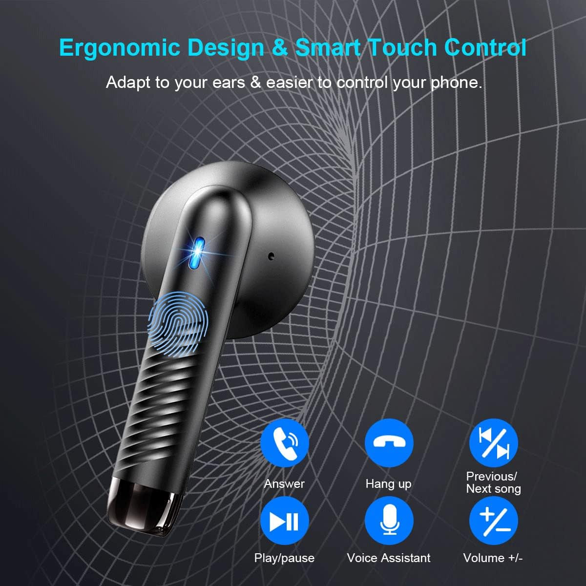 Wireless Earbuds, Bluetooth 5.4 Earbuds Stereo Bass, Bluetooth Headphones in Ear Noise Cancelling Mic, Earphones IP7 Waterproof Sports, 32H Playtime USB C Mini Charging Case Ear Buds for Android Ios