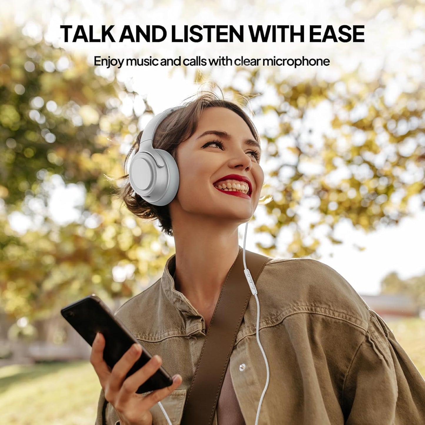 Wired Over-Ear Headphones with USB C Connector, Hi-Fi Stereo Sound, Noise-Isolating Ear Cups, Comfortable Fit for USB C Devices (No Bag, Silver)