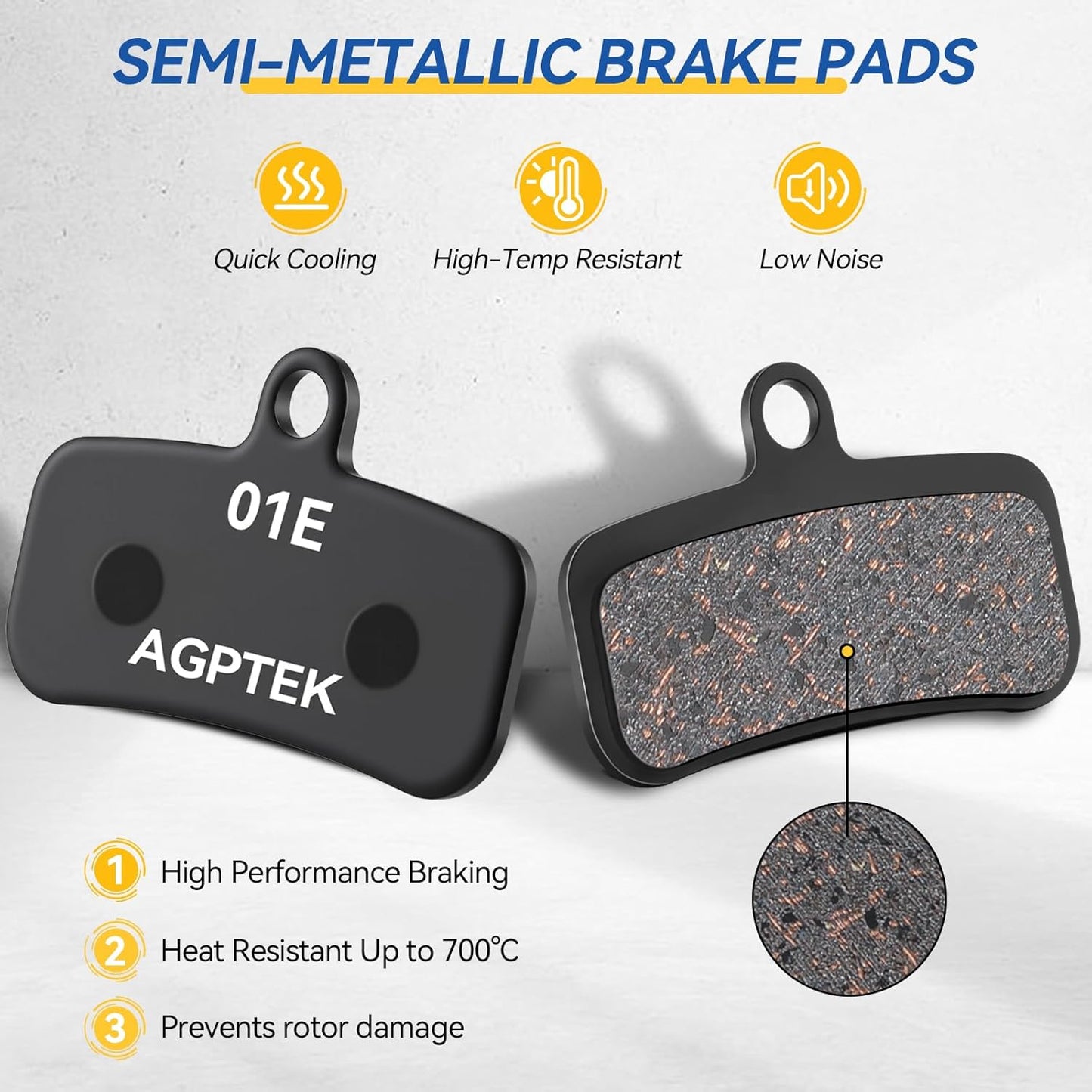 Bike Brake Pads, High-Performance Bicycle Brake Pad, 4 Pairs Mountain Bike Pad for Shimano/Tektro/Trp, Work Ebike/Mountain & Road Bike