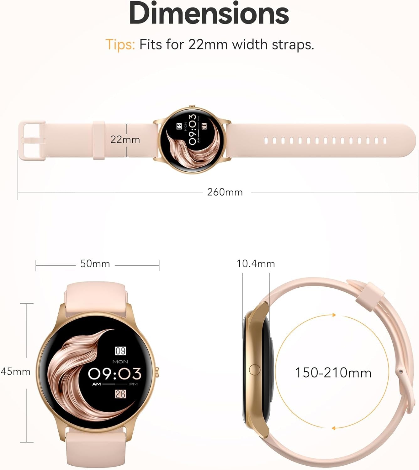 Smart Watch for Women, 5ATM Waterproof Smartwatch for Android and Ios Phones, Fitness Tracker Watch with 100+ Sports Modes, Heart Rate Monitor Pedometer Sleep Monitor, Pink