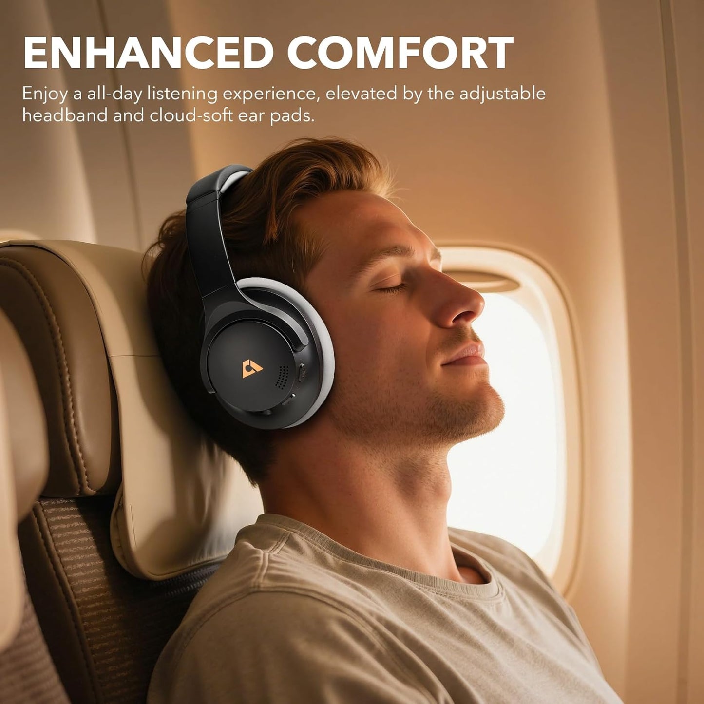 Y8+ Noise Cancelling Headphones Bluetooth, Wireless LDAC Hi-Res Audio, Custom EQ via App, 75H Playtime, Comfort Fit, over Ear Headphones Foldable for Airplane Travel Home Office Black Grey