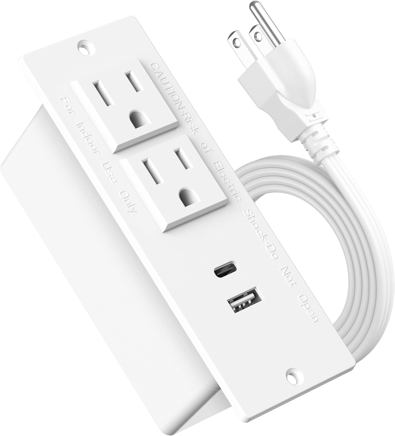 Conference Recessed Power Strip USB C Fast Charging,Furniture Recessed Outlet,Table Power Strip,Flush Mount for Side Table (White, 20W USB-C Port)