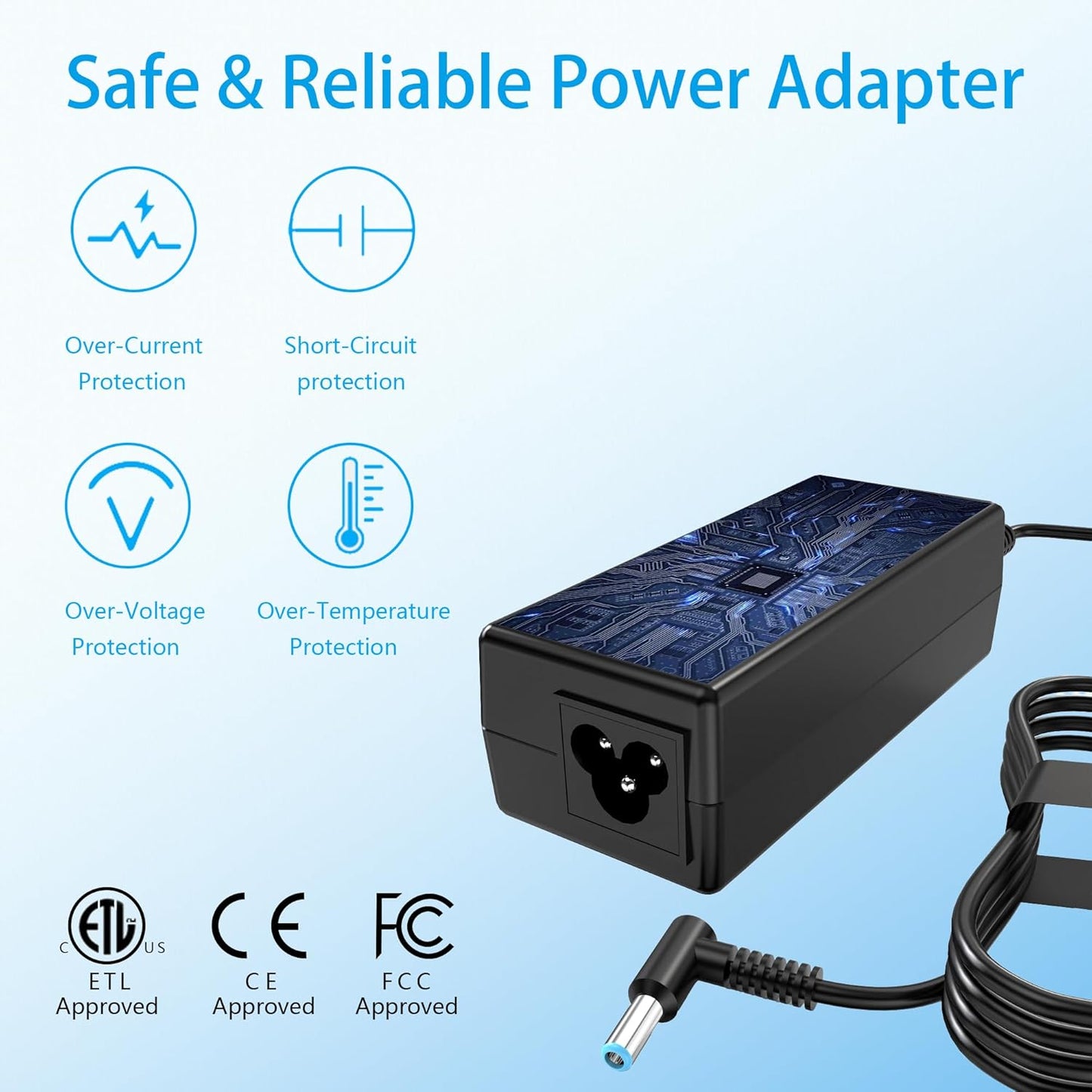 45W Charger Compatible with HP Laptop Charger Blue Tip 4.5Mm,741727-001 TPN-C125 HSTNN-LA40 HSTNN-DA40 854054-002 HSTNN-CA40 740015-002 740015-003 740015-004 15-F387Wm 15-F272Wm 15-F233Wm