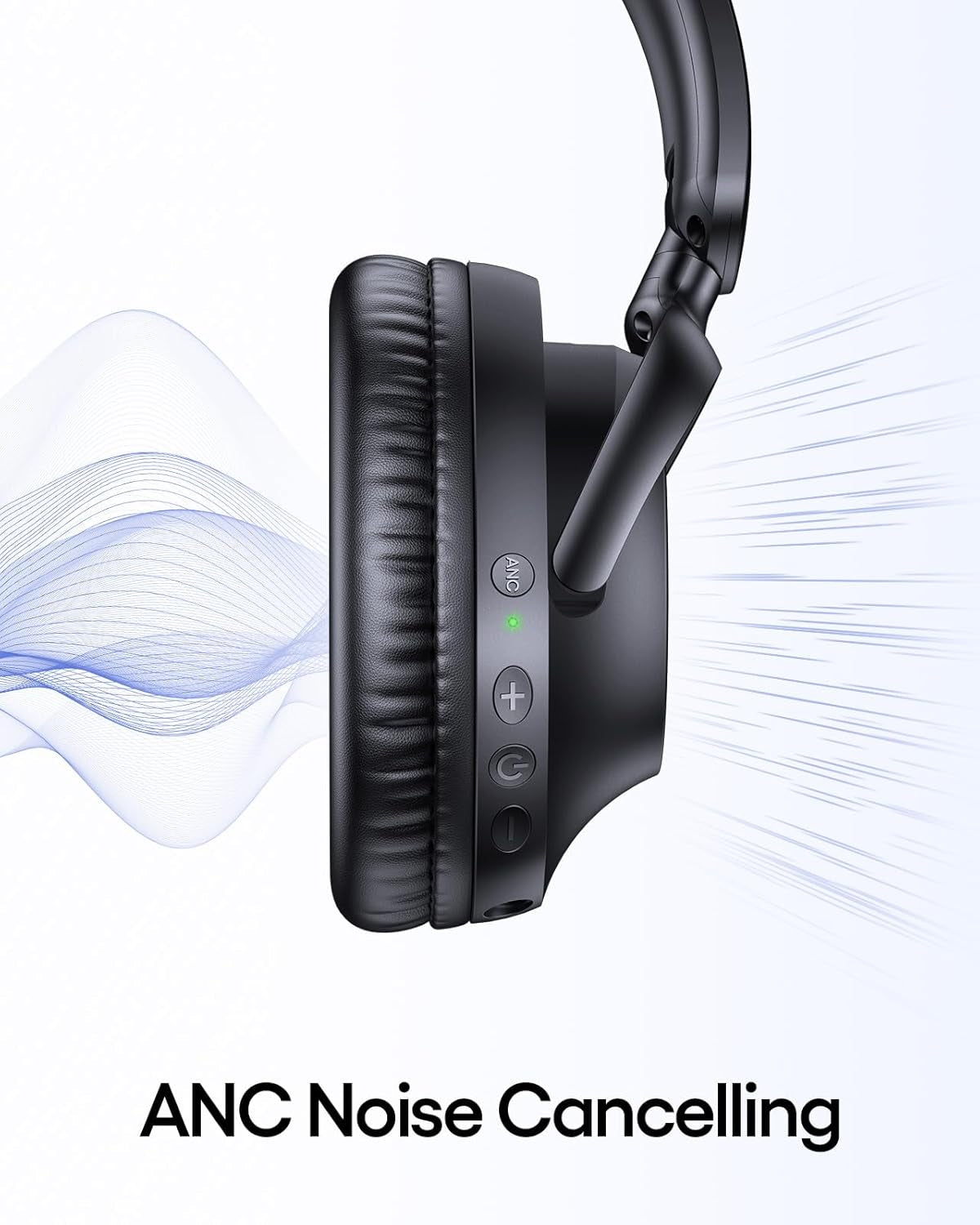 Hybrid Active Noise Cancelling Headphones 100H Playtime Wireless over Ear Bluetooth Headphone with Hi-Res Audio Fast Charging Comfort Earcups Headsets for Travel Home Office Phone PC Black