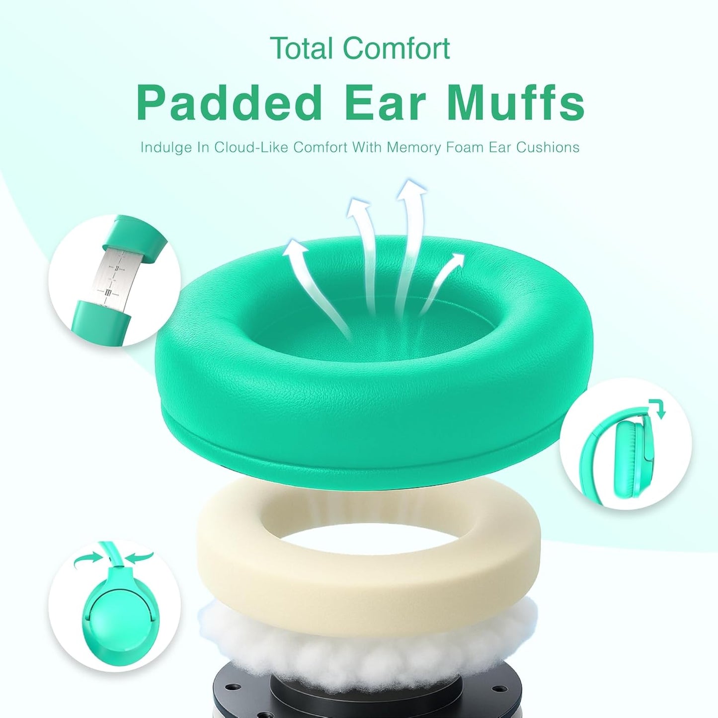 Wired Headphones Over-Ear Hi-Fi Sound with Microphone Adjustable Foldable, 1.5M Cord & 3.5Mm Jack, Lightweight Headset for Kids Adults PC Ipad Laptop Green