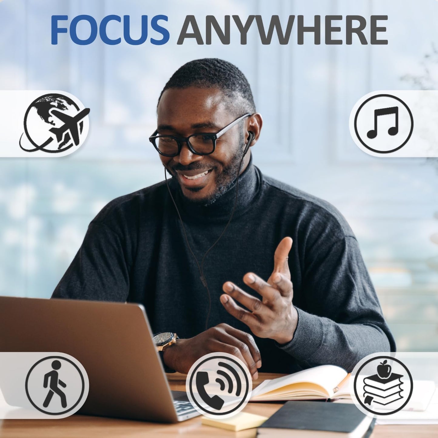 FEROX Wired Earbuds In-Ear Headphones, 5 Year Warranty, Earphones with Microphone, Noise Isolation Corded for 3.5Mm Jack Ear Buds for Iphone, Samsung, Computer, Laptop, Kids, School Students