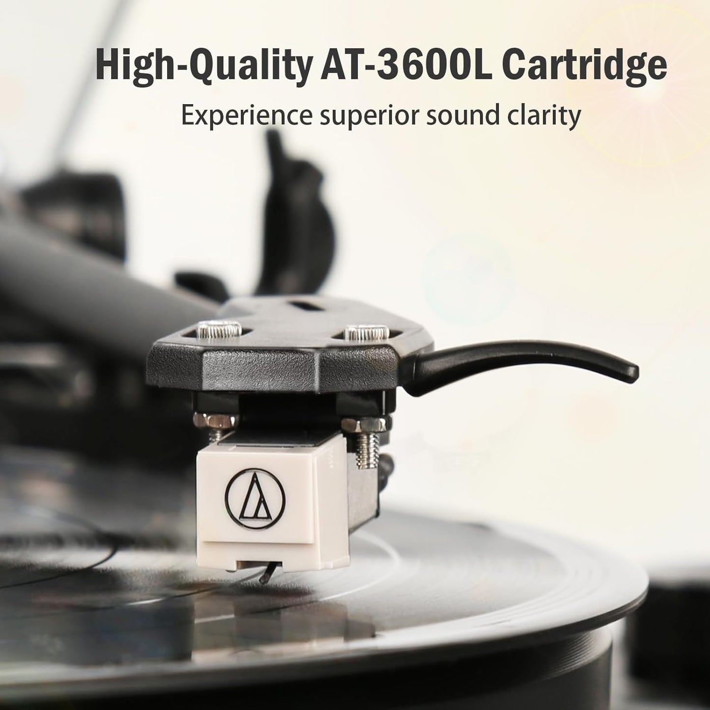 High Fidelity All-In-One Record Player, Vinyl Turntable with Built-In Speakers, Magnetic AT-3600L Cartridge, RCA Line Out, Belt-Drive Stereo Turntable