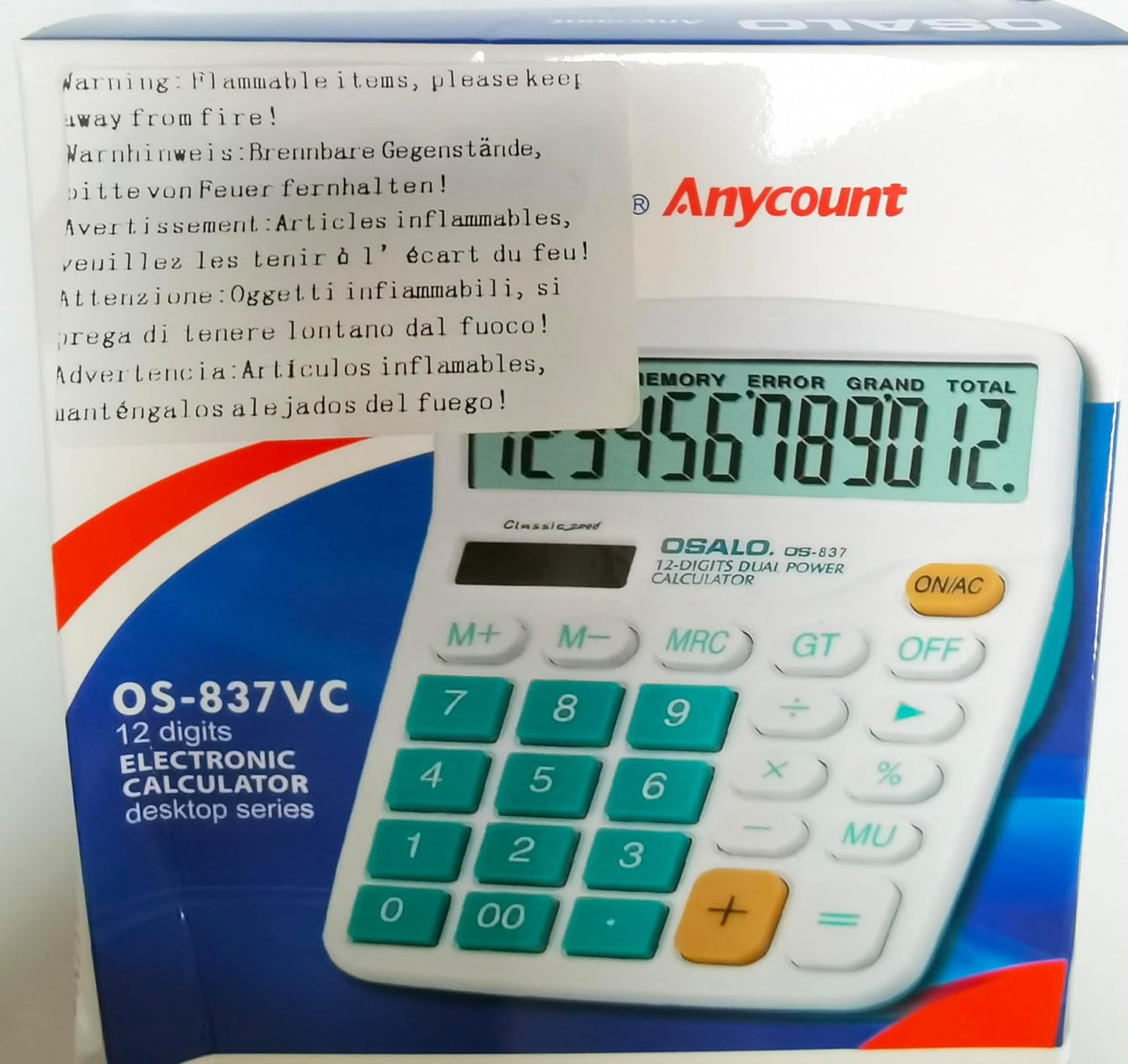 Desktop Calculator Solar Battery Dual Power 12 Digit Large LCD Display Financial Dedicated Large Standard Function Desktop Business Calculator for Office/Home/School KA08 Red