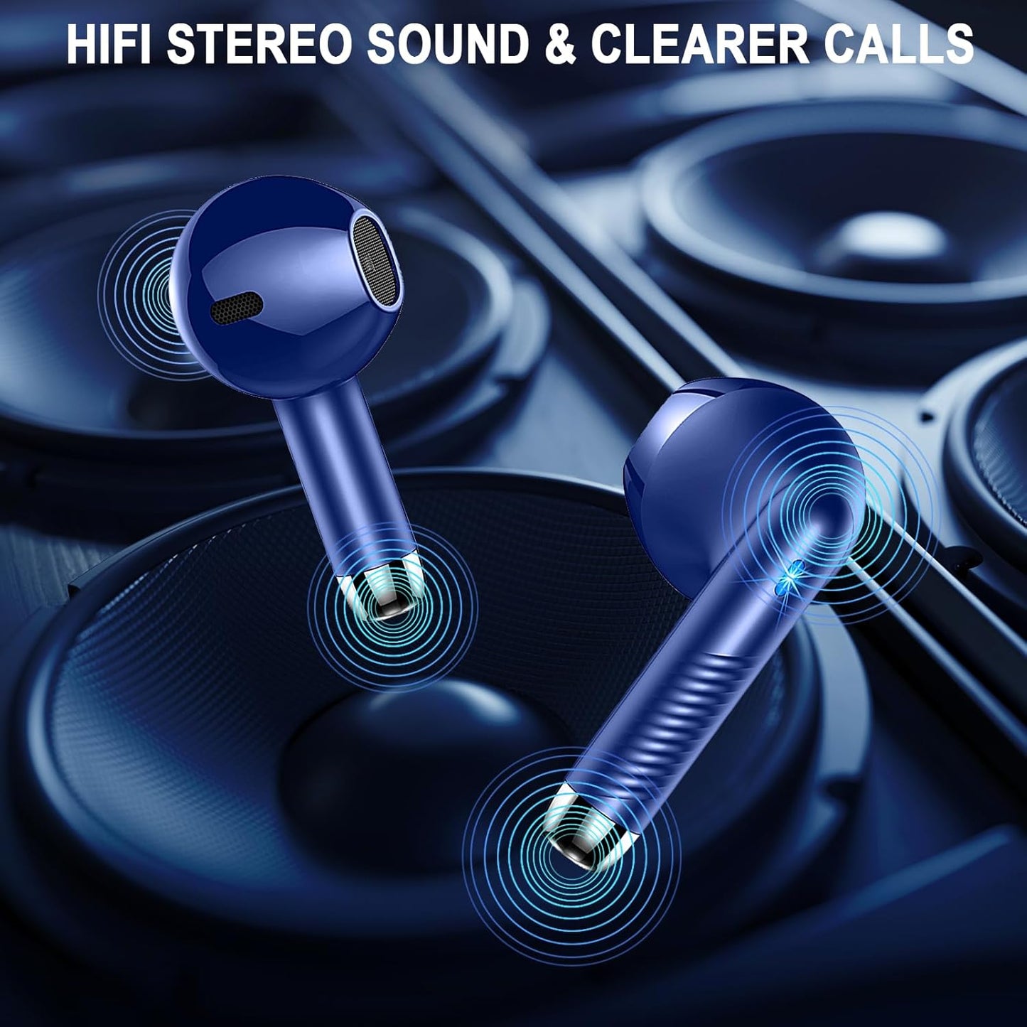 Wireless Earbuds, Bluetooth 5.4 Ear Buds LED Power Display Headphones Bass Stereo, Bluetooth Earbuds In-Ear Noise Cancelling Mic, 40H Playback Mini Case IP7 Waterproof Sports Earphones for Android Ios
