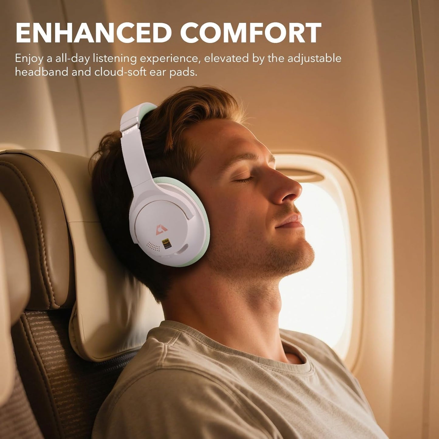 Y8+ Noise Cancelling Headphones Bluetooth, Wireless LDAC Hi-Res Audio, Custom EQ via App, 75H Playtime, Comfort Fit, over Ear Headphones Foldable for Airplane Travel Home Office Beige Green