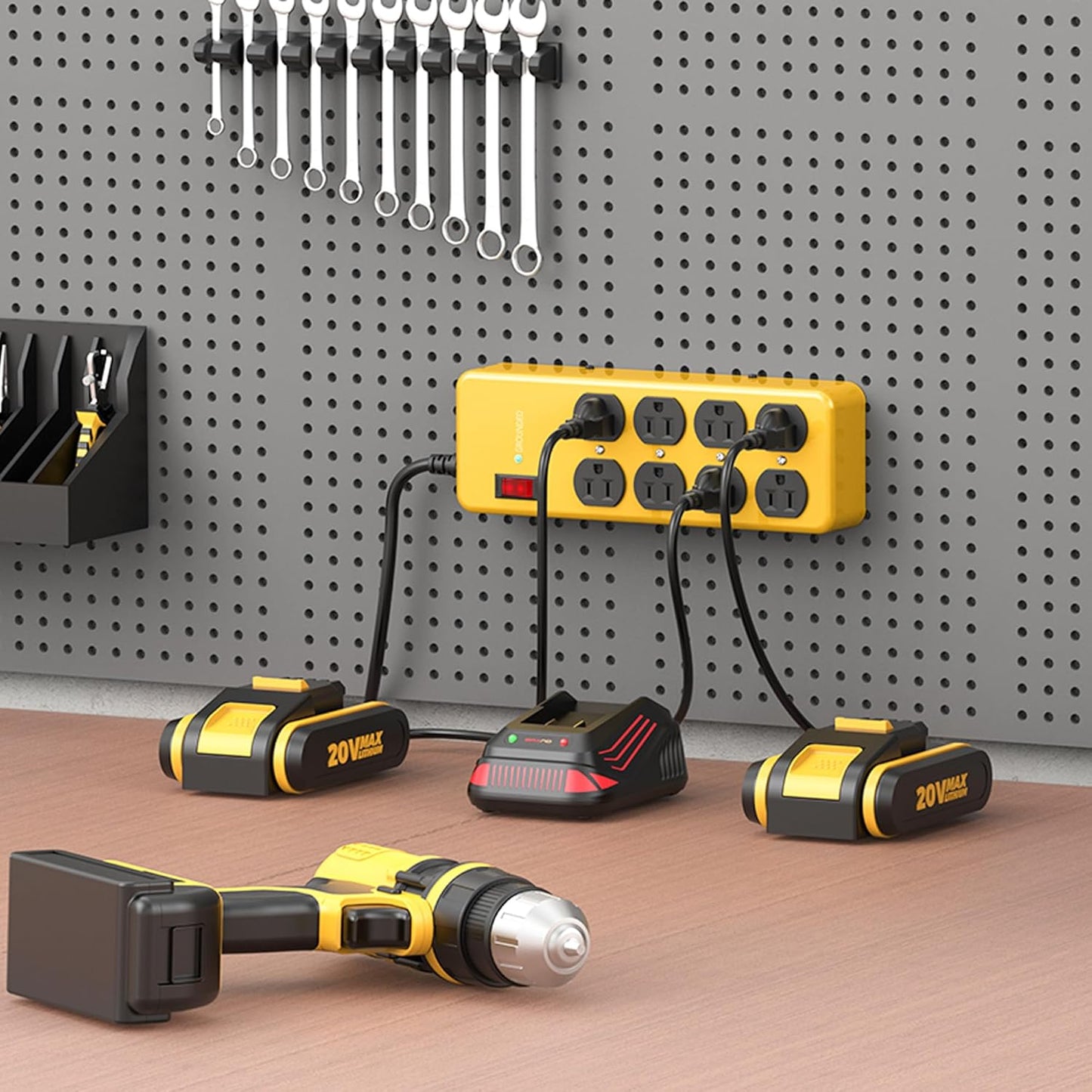 Heavy Duty Power Strip,Industrial Heavy Metal Case Surge Protector,8 AC Outlets,15Amp,2700 Joules,Protected' Indicator,14 Gauge Cord (Yellow, 6FT Length)