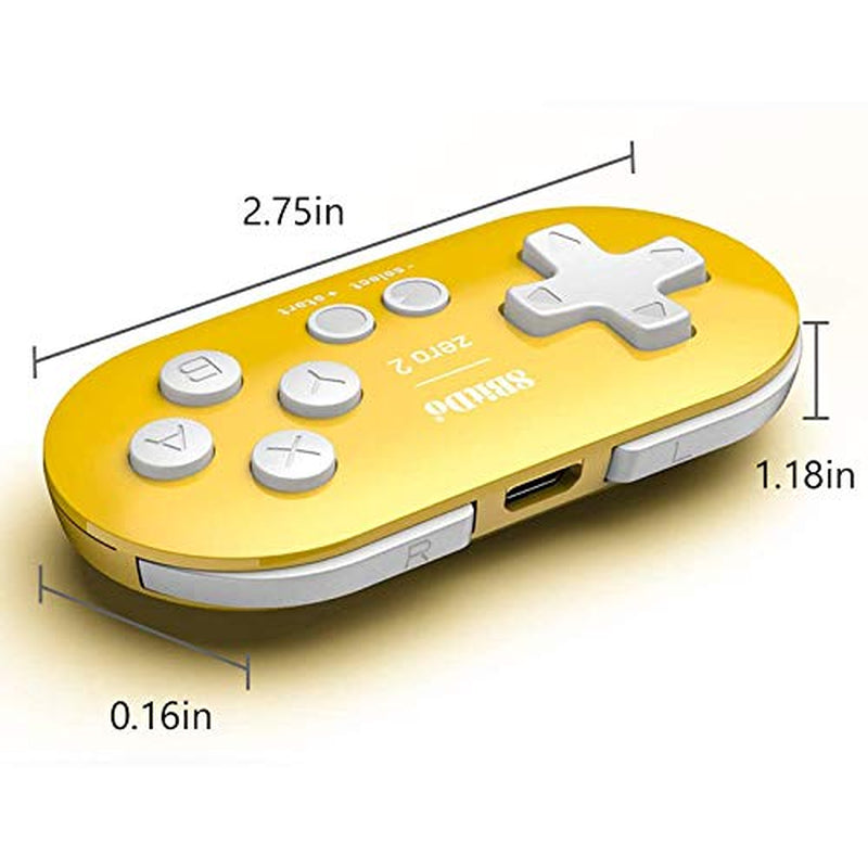 Zero 2 Mini Bluetooth Gamepad for Switch Windows Android Macos Steam Raspberry Pi (Yellow)