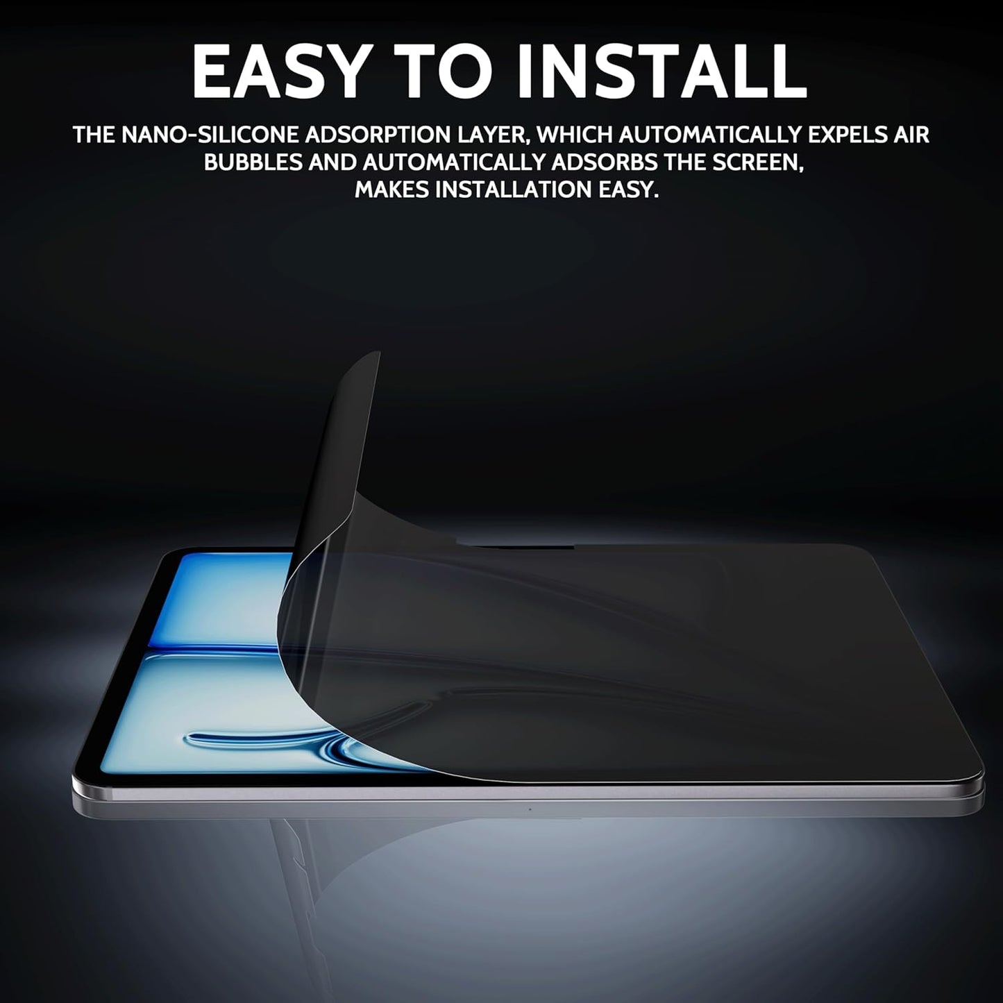 360° Privacy Screen for Ipad Air 13 Inch 2024/2025 (M2/M3, 6Th/7Th Gen), anti Glare Blue Light Spy Filter Private Cover, High Sensitive Bubble-Free Easy Install Black Security Protector