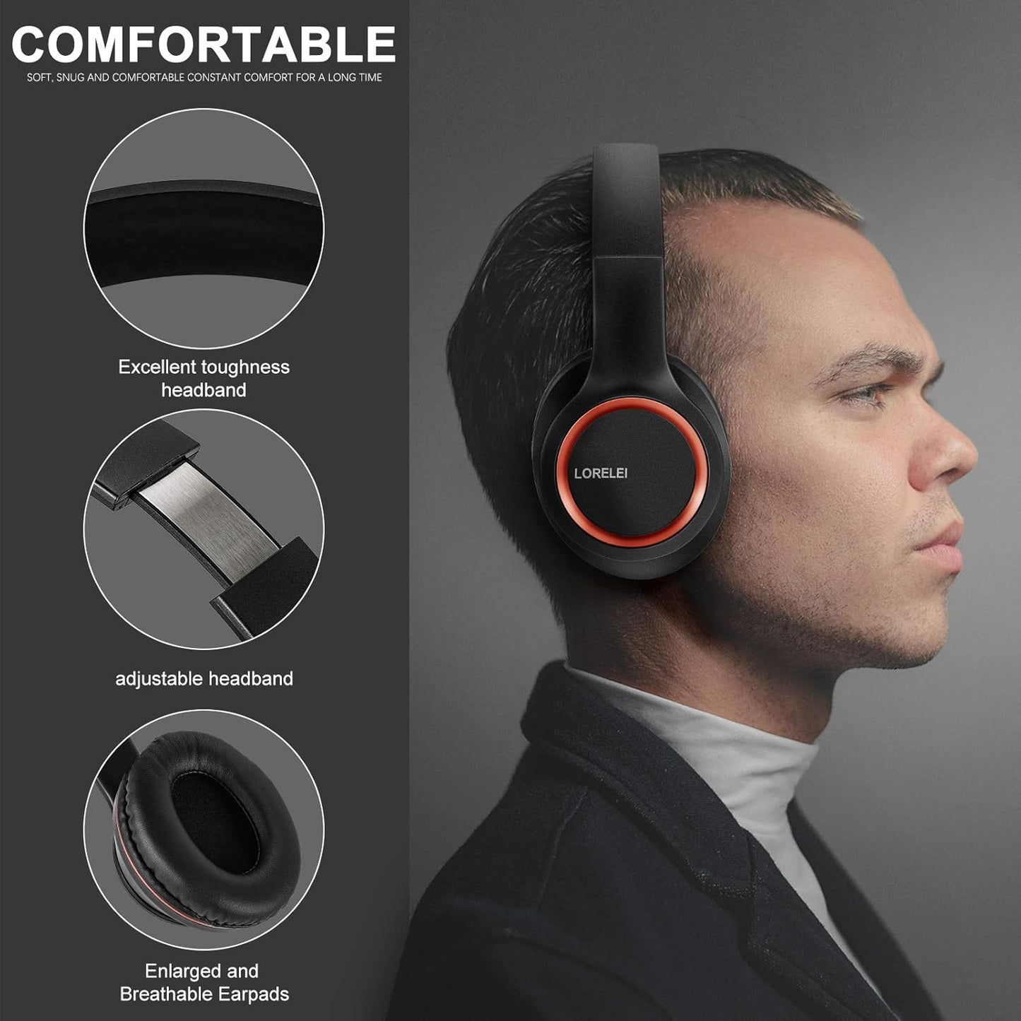 X8 Over-Ear Wired Headphones with Microphone with 1.45M-Tangle-Free Nylon Line&3.5Mm Plug,Lightweight Foldable & Portable Headphones for Smartphone,Tablet,Computer,Mp3/4(Space Black)