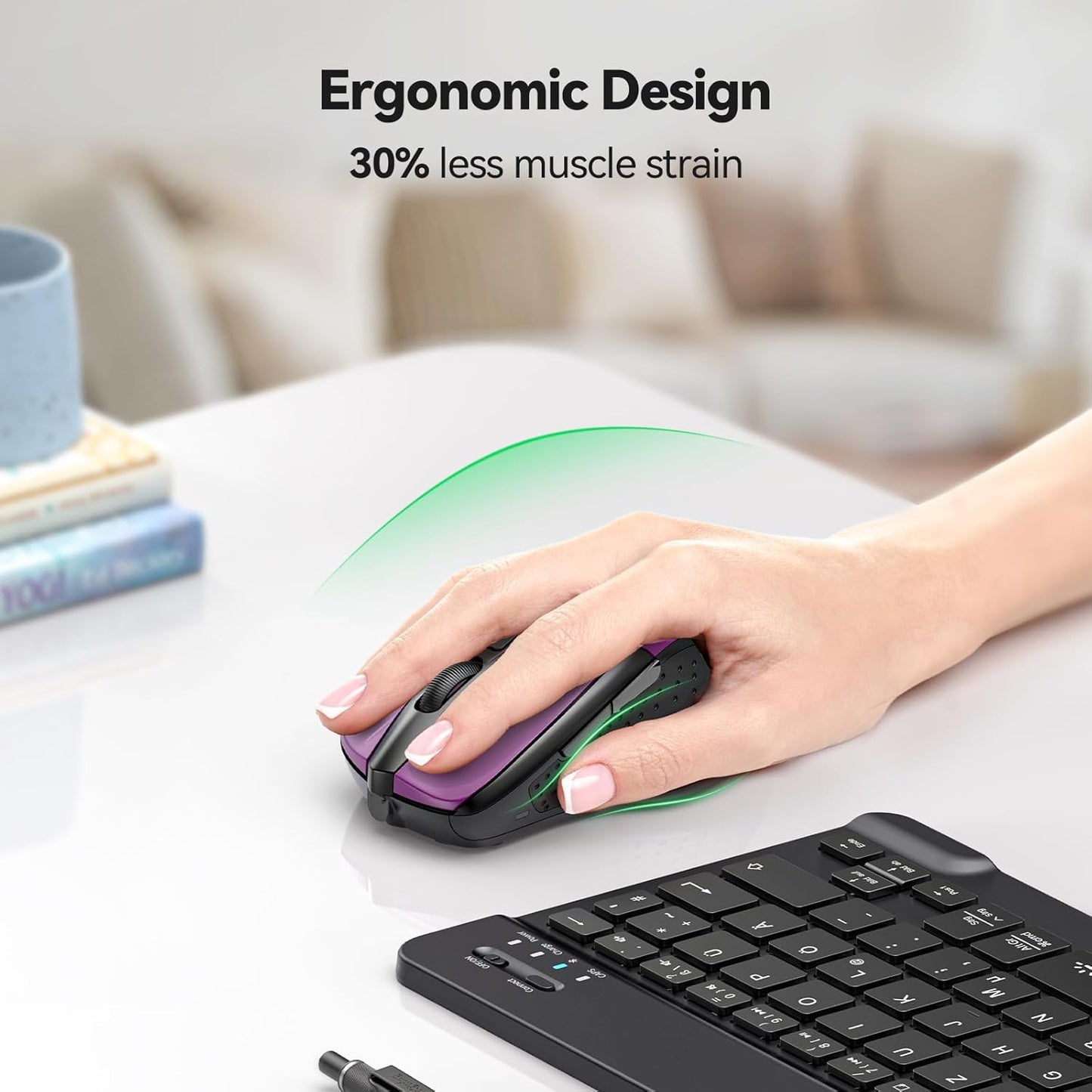 Wireless Mouse for Laptop, Silent Mouse Quiet Click, Computer Mouse Wireless, 6 Adjustable 4000 DPI Computer Mice - Purple
