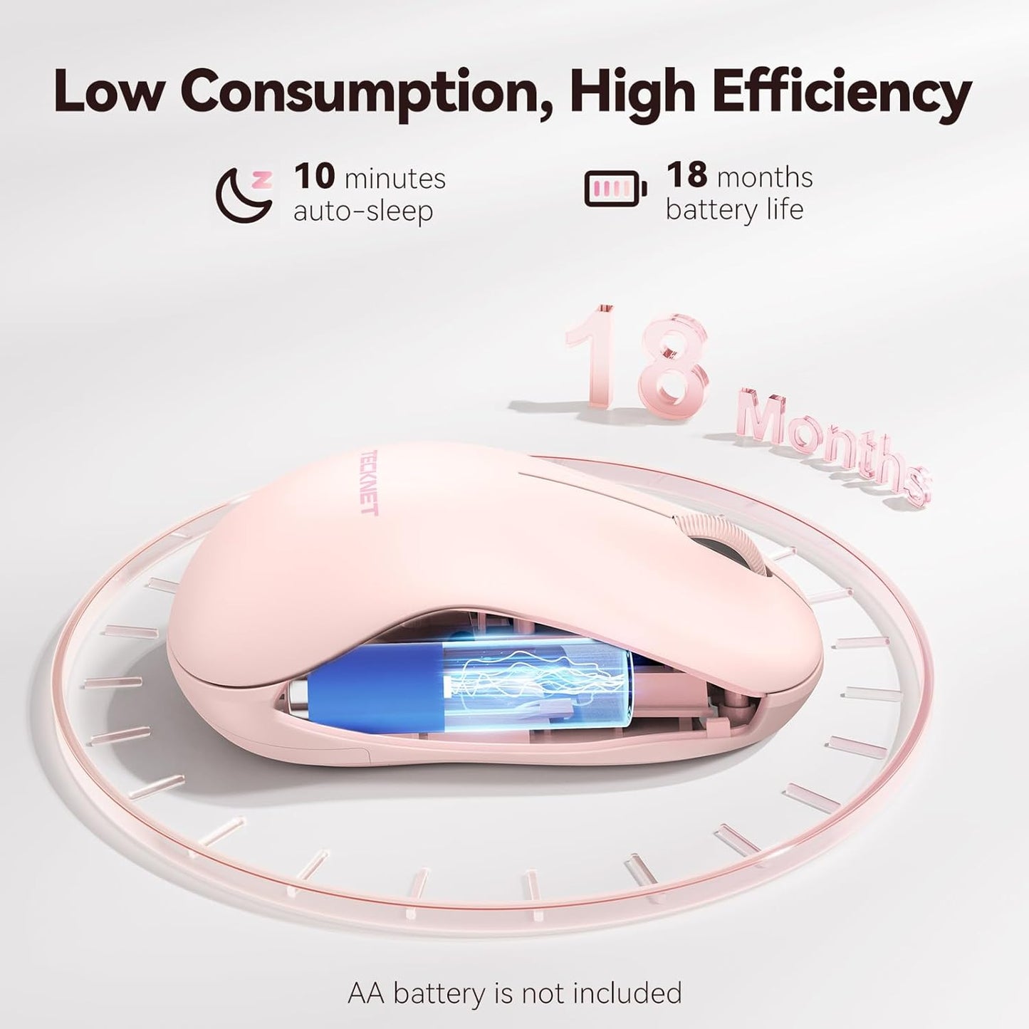 Wireless Mouse for Laptop, 2.4G Silent Computer Mouse Quiet Click with 5 DPI Levels,Contoured Grip,Small Portable 30 Months Battery Cordless Mice for PC, Chromebook, Mac - Pink