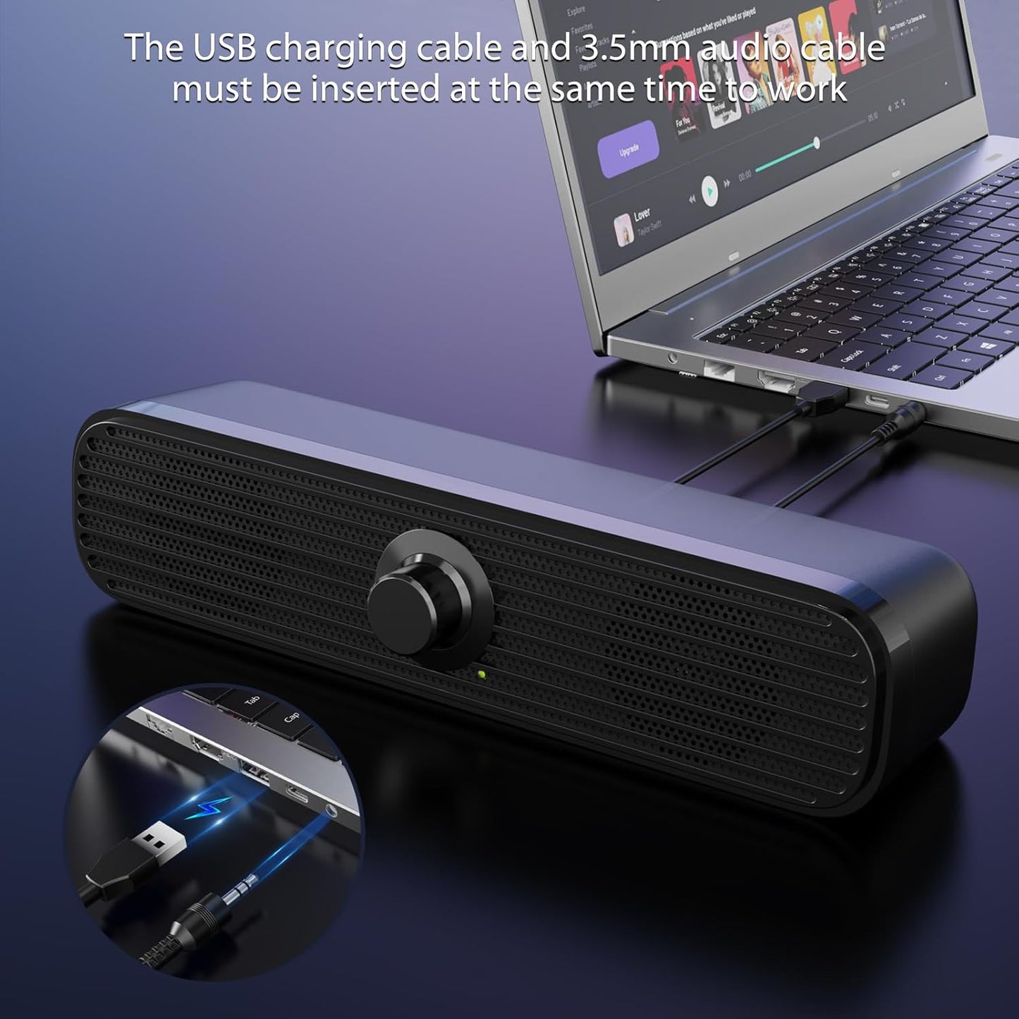 Computer Speakers for Desktop Laptop Tablet, USB Powered PC Speakers, Small Speakers Wired with Volume Control for Cellphone Pad MP3, Stereo Sound with 3.5Mm Audio Plug for Windows Mac Linux Pcs