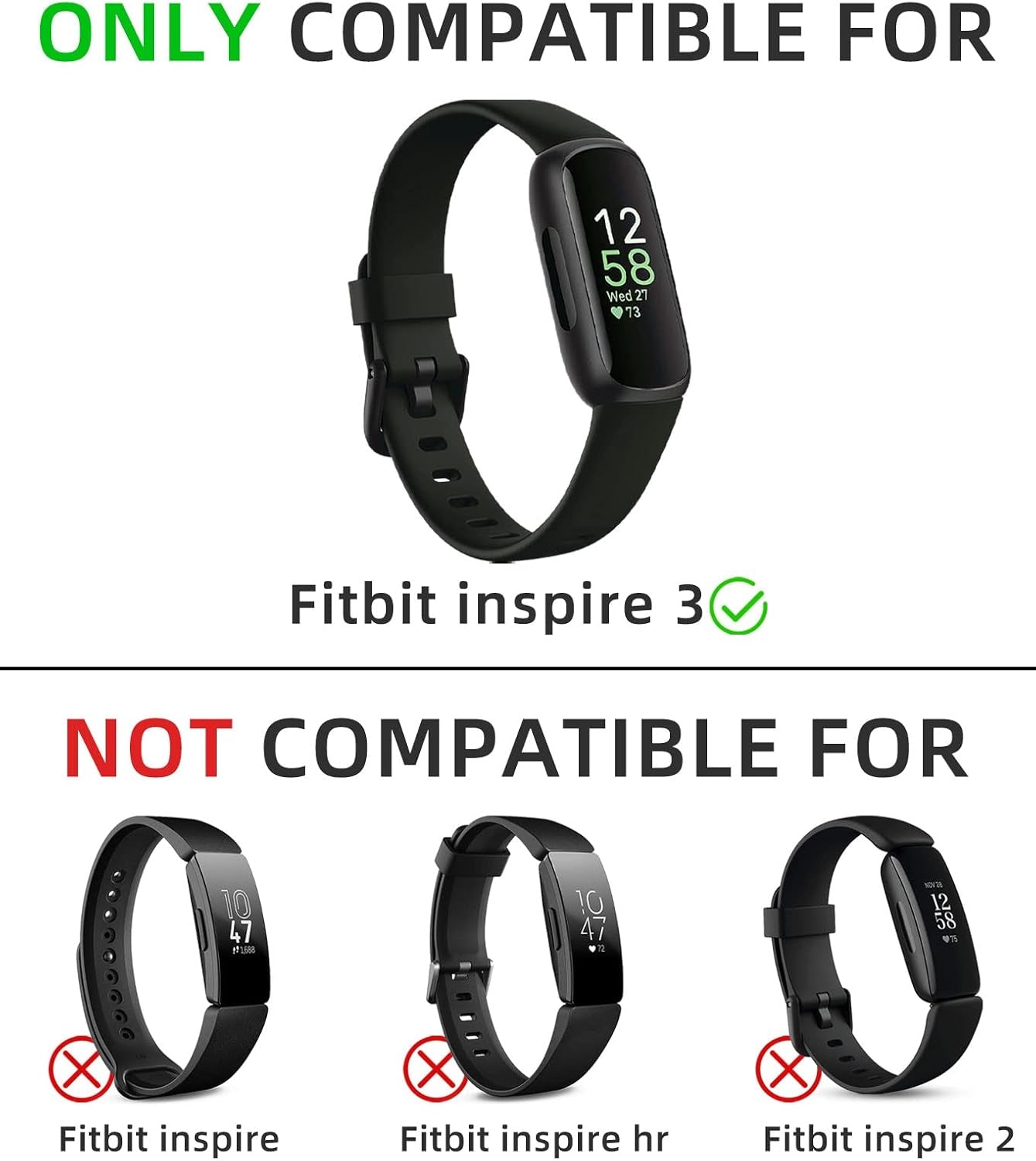 Compatible with Fitbit Inspire 3 Bands for Women Men, Sport Wristband Replacement Soft Silicone Straps for Inspire 3 Fitness Tracker Women & Men(4 Pack,Small)