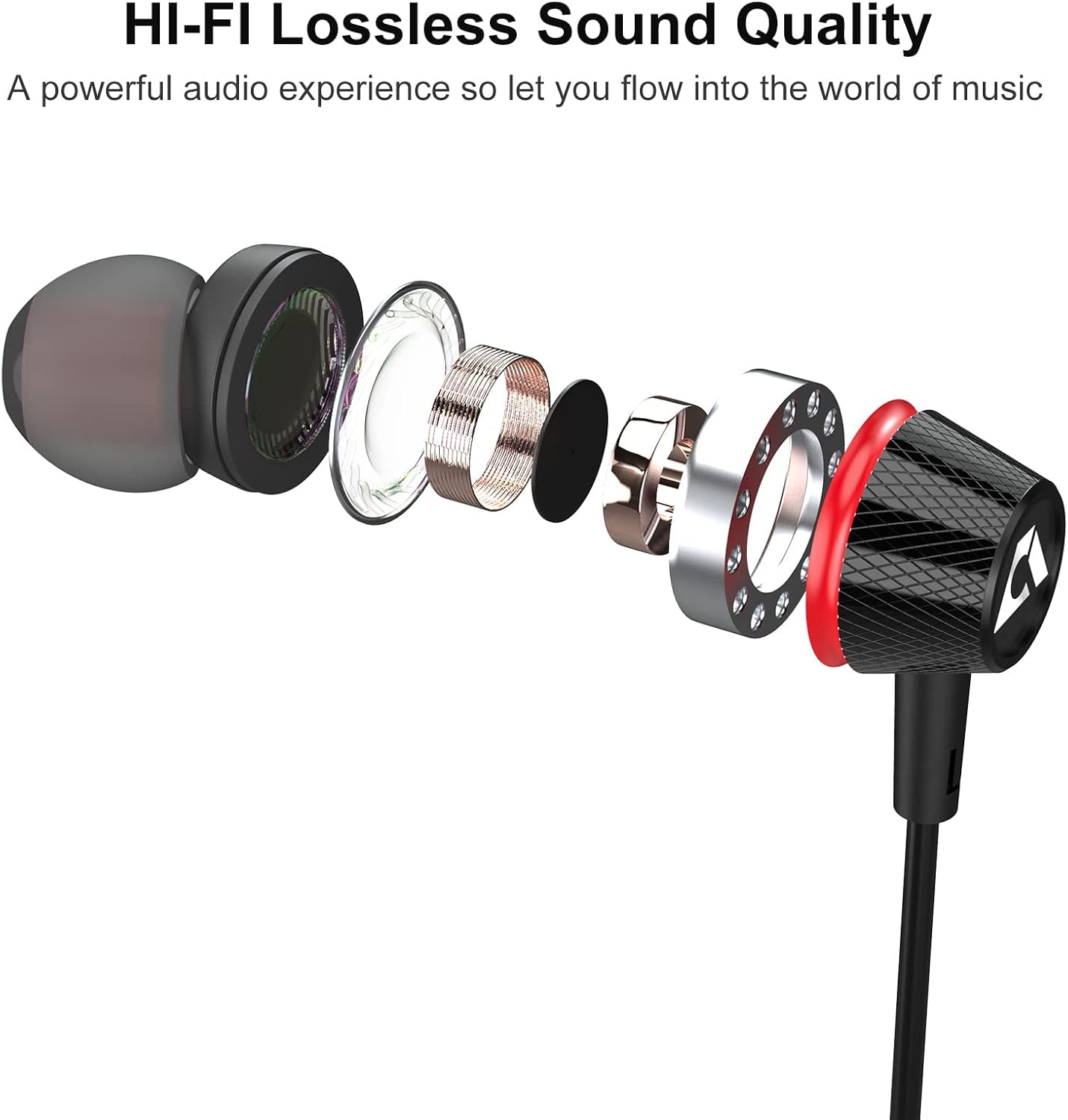Wired Earbuds with Microphone & Volume Control, In-Ear Headphones Magnetic with Deep Bass, Noise Isolating, High Sound Quality Earphones with 3.5Mm Jack for Phone, Android, PC, Ipad, Mp3(Black)