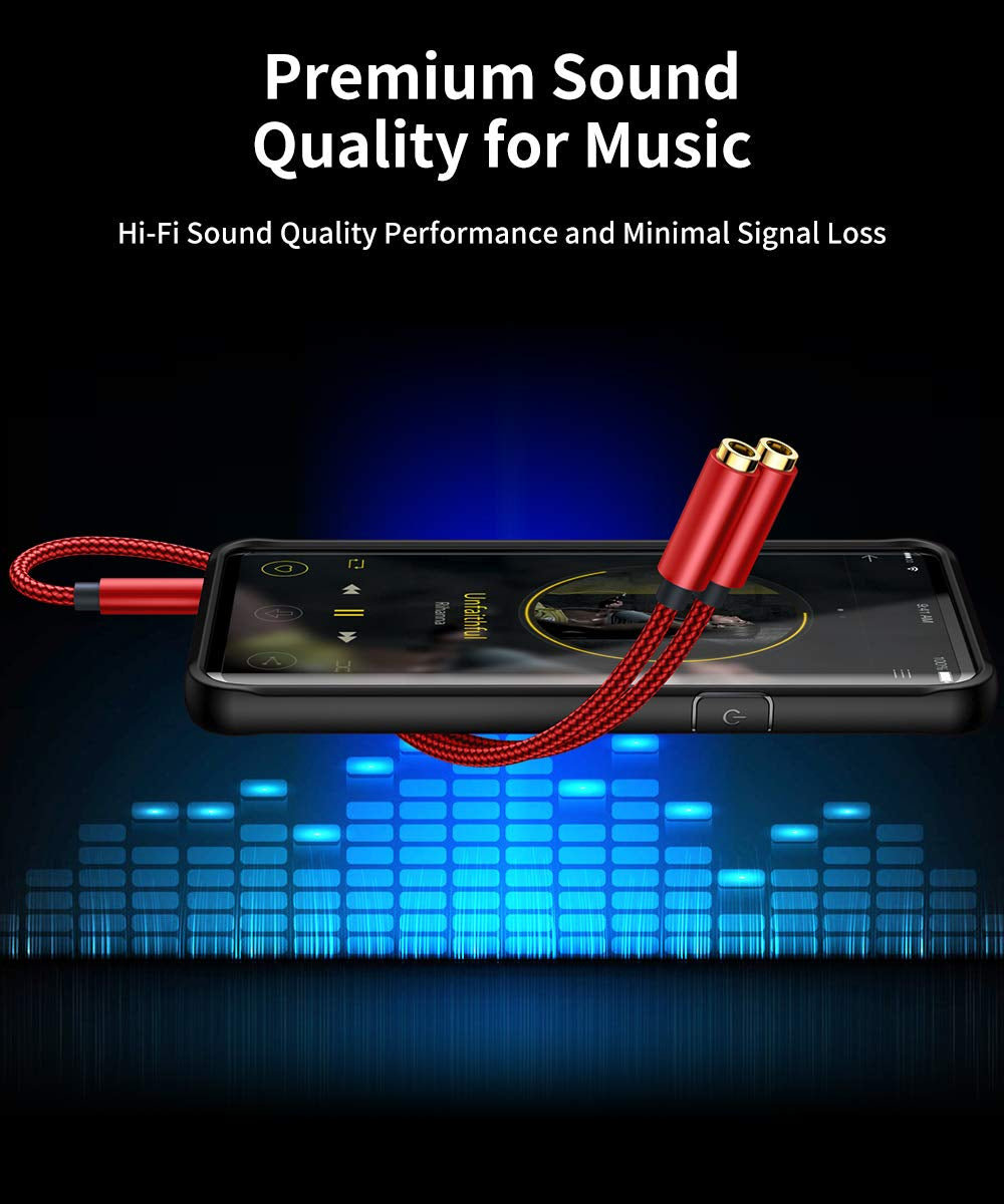 Headphone Splitter 3.5Mm, Audio Splitter 2 Female to 1 Male, Dual Headphone Adapter Compatible with PS4, PS5, Xbox, Nintendo Switch, PC Gaming Headsets, Phone, Tablet, Laptop and More-Red