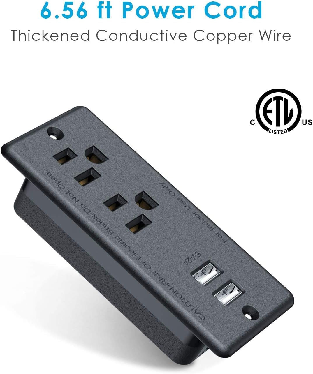 Conference Recessed Power Strip Socket,Furniture Recessed Power Outlet with 2 USB Charger