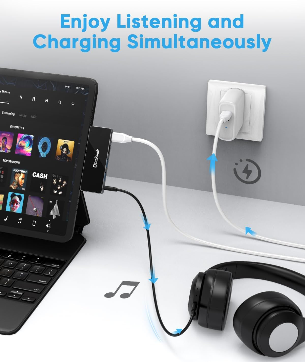 Ipad Pro USB C Hub Adapter, 5 in 1 Dongle with 4K@60Hz HDMI, Type C to 3.5Mm Audio Headphone Jack, 100W PD and 2 USB 3.0 for Ipad Pro 2021 2020 M1 12.9/11, Ipad Air 5/4, Mini 6