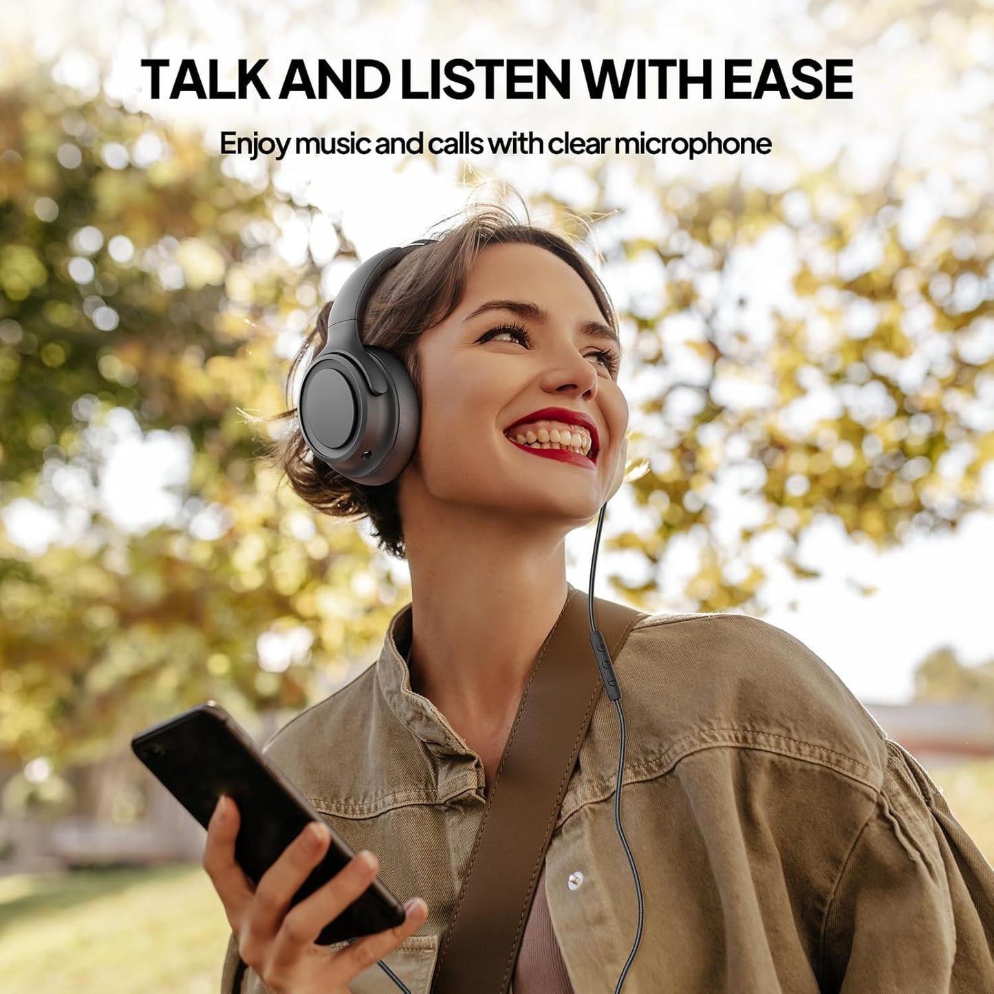 Wired Over-Ear Headphones with USB C Connector, Hi-Fi Stereo Sound, Noise-Isolating Ear Cups, Comfortable Fit for USB C Devices (No Bag, Black)