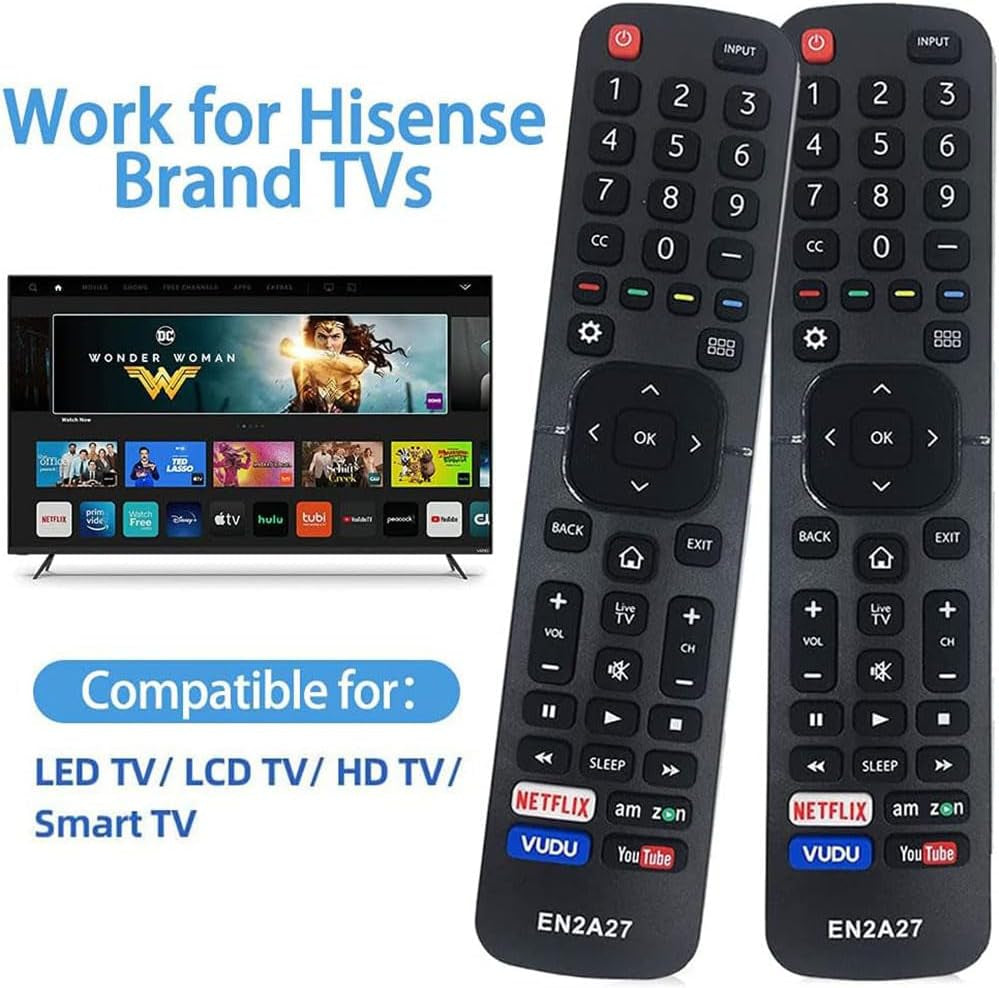 New Replacement Hisense TV Remote Control EN-2A27 for Hisense 4K LED Smart Tvs EN2A127H EN2A27HT EN2AN27H EN2AS27H EN2D27 EN33924HS EN33925A