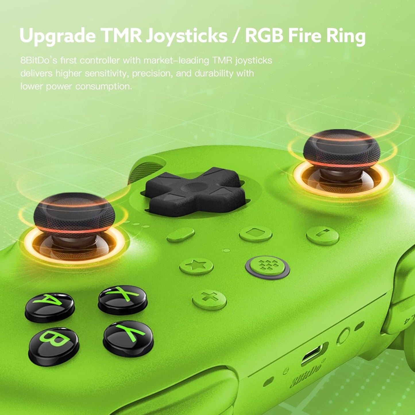 Ultimate 2 Wireless 2.4G Controller for Windows Android, TMR Joystick, Adjustable Trigger Locks, Star-Ring RGB Lights, Gamepad with Charging Dock (Green)