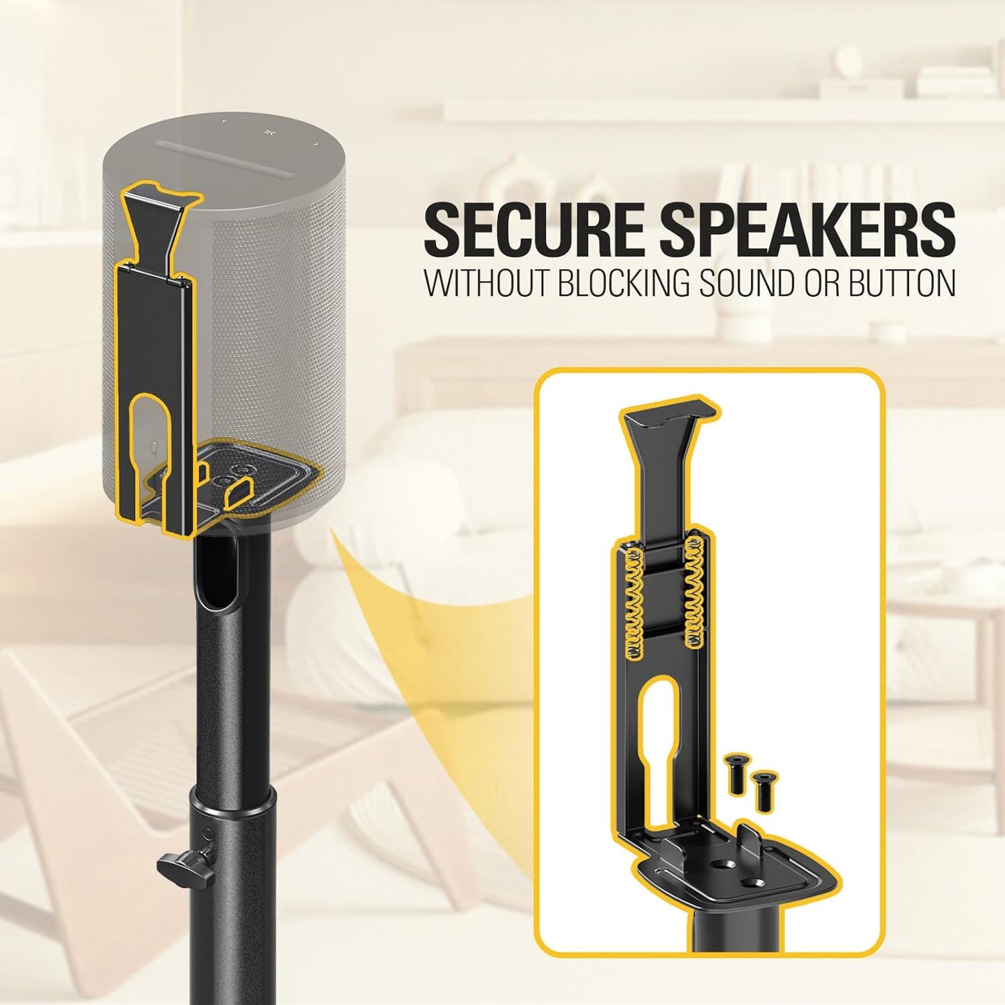 Speaker Stand for Sonos Era 100, One, One SL, Play:1, Height Adjustable 32.5"- 42", Single Surround Sound Speaker Stand with Cable Management, 13.2 LBS Loading MD5411