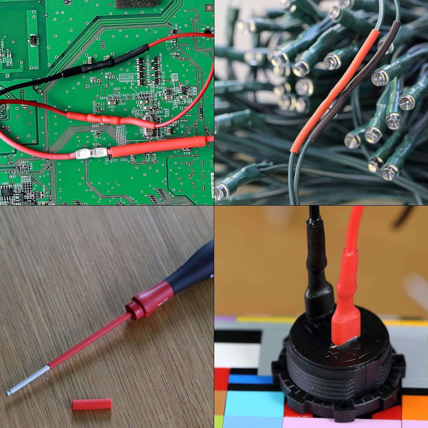 270Pcs 3:1 Shrink Ratio Dual Wall Adhesive Lined Heat Shrink Tubing Tube 6 Size: 3/8",1/4",3/16",1/8",3/32",1/16", 2 Color KIT Black Red