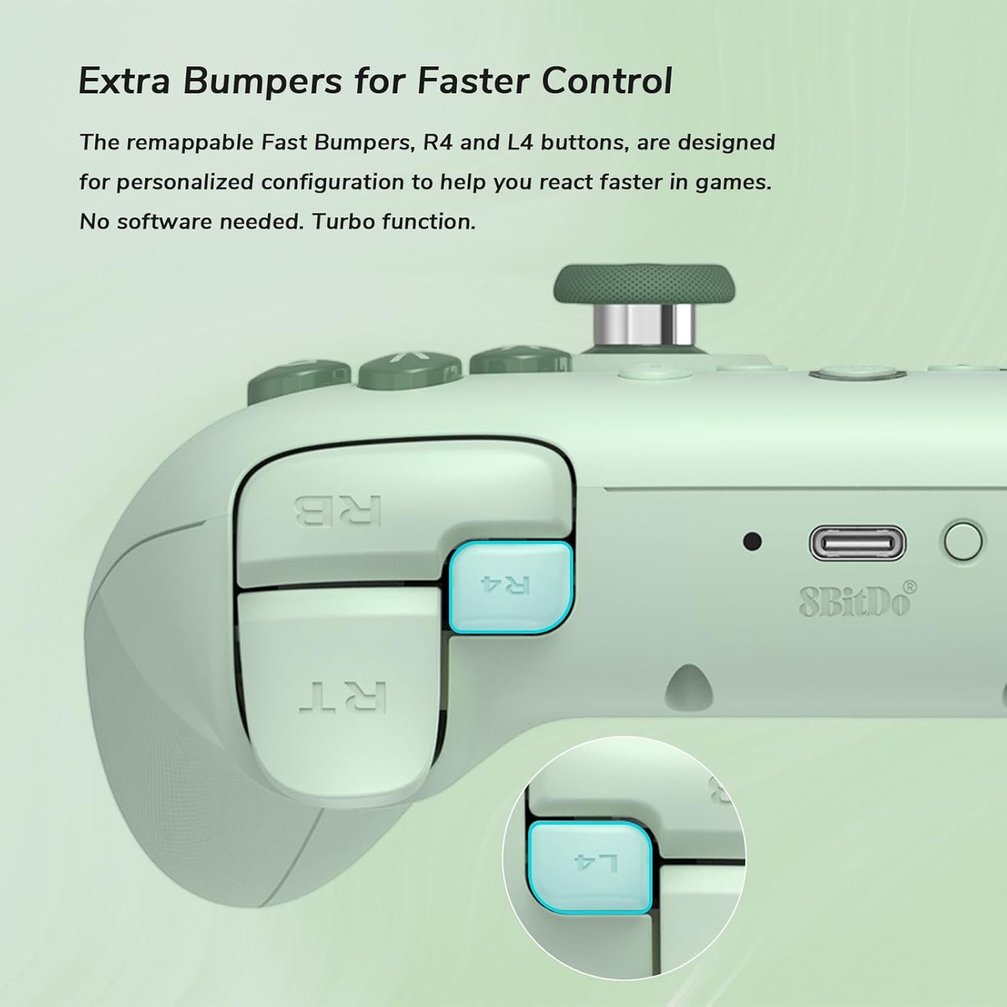 Ultimate 2C Wireless Controller for Windows PC and Android, Gamepad with 1000Hz Polling Rate, Remappable L4/R4 Bumpers, Rumble Vibration and Turbo Function(Green)