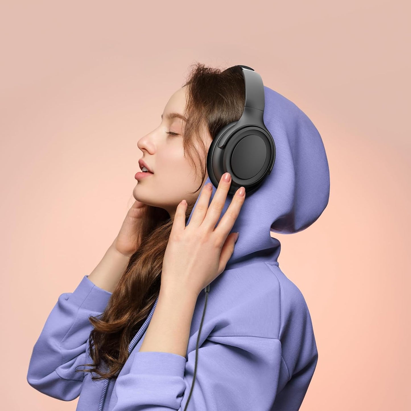 Wired Over-Ear Headphones with USB C Connector, Hi-Fi Stereo Sound, Noise-Isolating Ear Cups, Comfortable Fit for USB C Devices (No Bag, Black)
