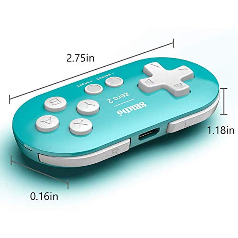 Zero 2 Mini Bluetooth Gamepad for Switch Windows Android Macos Steam Raspberry Pi (Turquoise)