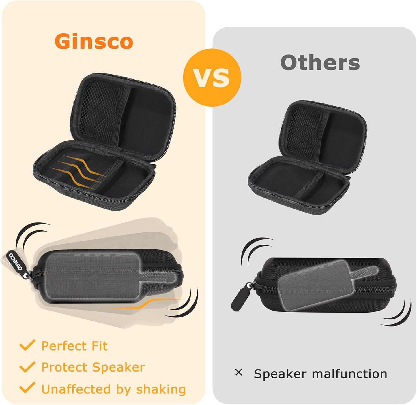 2025 New Case for JBL Go 4 - Ultra-Portable, Waterproof and Dustproof Bluetooth Speaker, for Go 3 - Mini Bluetooth Speaker, Travel Carrying Case Hard Shell Cases with Detachable Strap(Black)