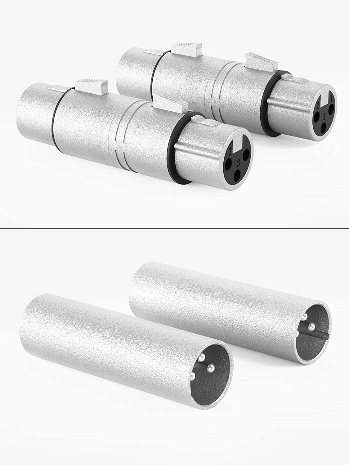 [5-Pair XLR Female to Female & XLR Male to Male 3PIN Adapter Connector Compatible Microphone,Mixer,Silver