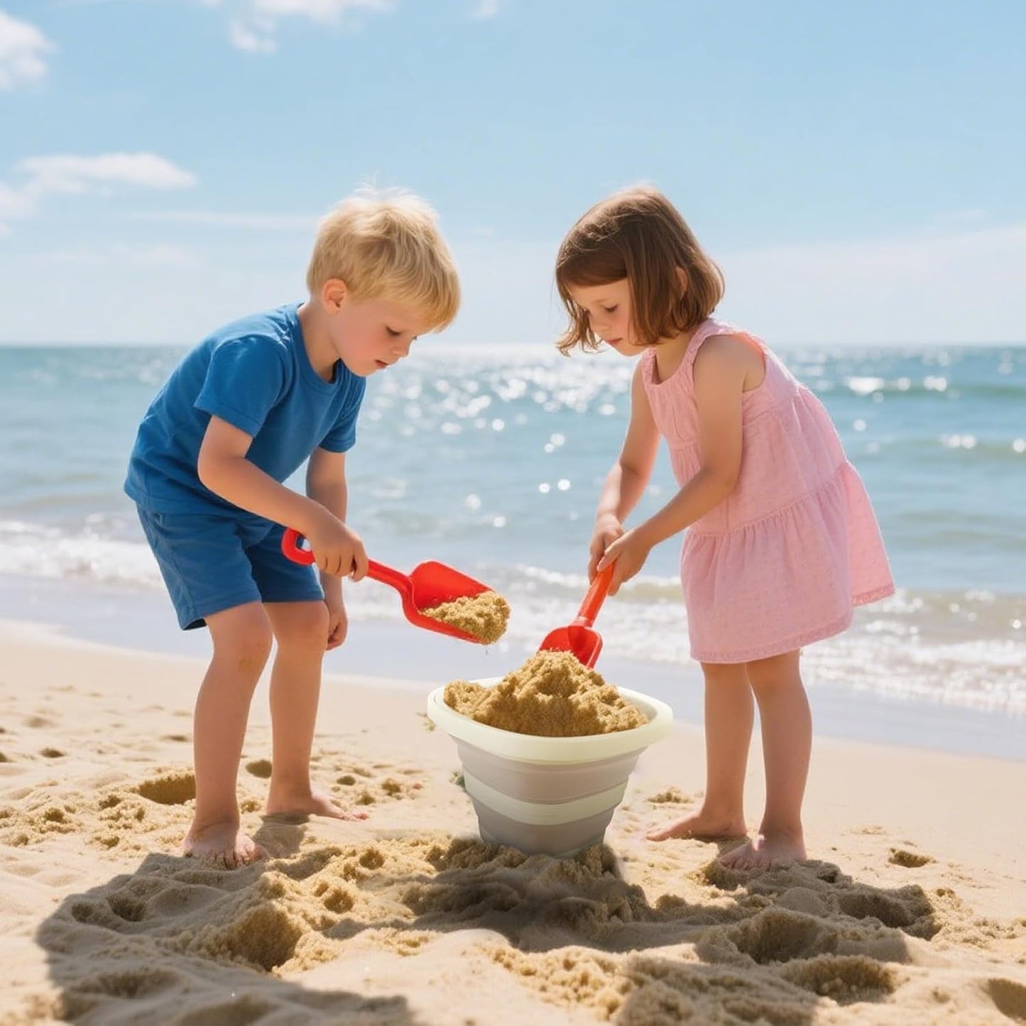 5L Collapsible Bucket with Handle, Mop Bucket for Wash Basin Dog Water Car Washing Window Cleaning, Foldable Plastic Tub Waterpot for Outdoor Beaching Fishing Gardening Camping Essentials