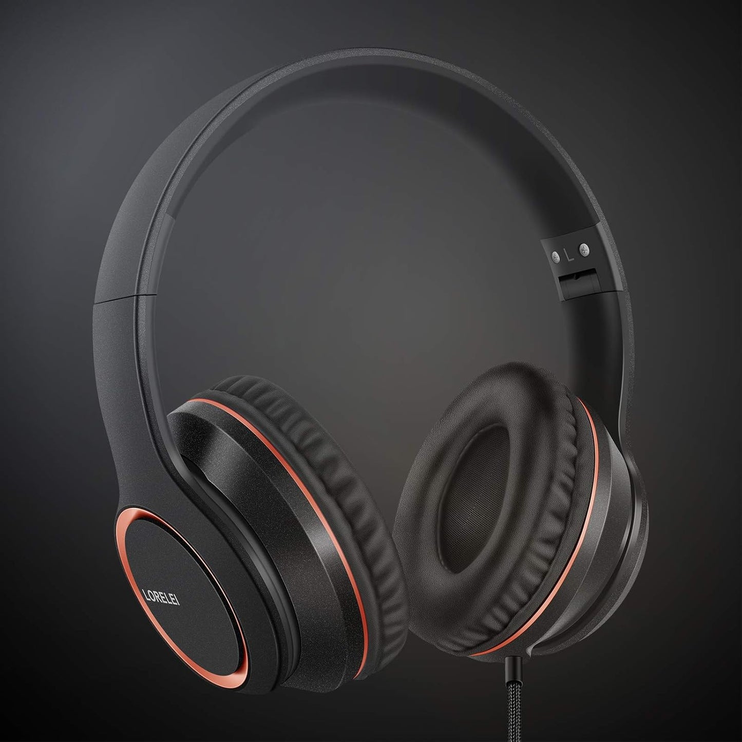 X8 Over-Ear Wired Headphones with Microphone with 1.45M-Tangle-Free Nylon Line&3.5Mm Plug,Lightweight Foldable & Portable Headphones for Smartphone,Tablet,Computer,Mp3/4(Space Black)