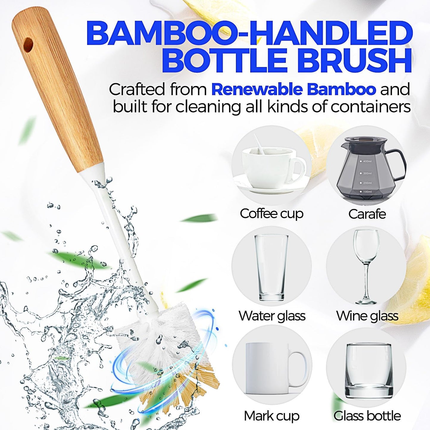 6 Pack Kitchen Brush Set & 6 Pack Bamboo Dish Brush Set