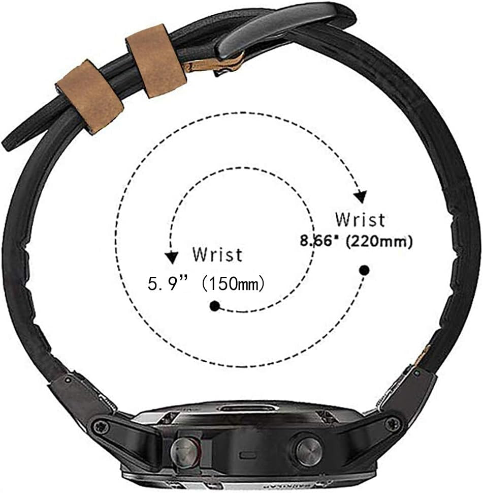 Compatible Garmin Fenix 5X / 5X plus Bands, 26Mm Quick Fit Hybrid Sport Band Vintage Leather Sweatproof Strap Wrist Band for Garmin Fenix 6X/6X Pro Bands/3/3Hr Smartwatch