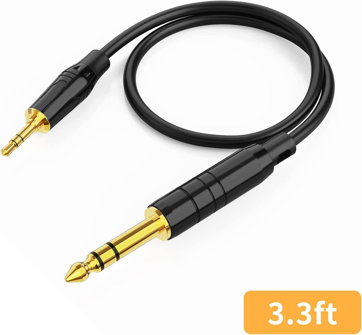 1/8 to 1/4 Stereo Cable 3.3Ft, 6.35Mm 1/4" Male to 3.5Mm 1/8" Male Audio TRS Bidirectional Aux Guitar Cord for Laptop, Home Theater Devices, Keyboard Piano,Speaker and Amplifiers