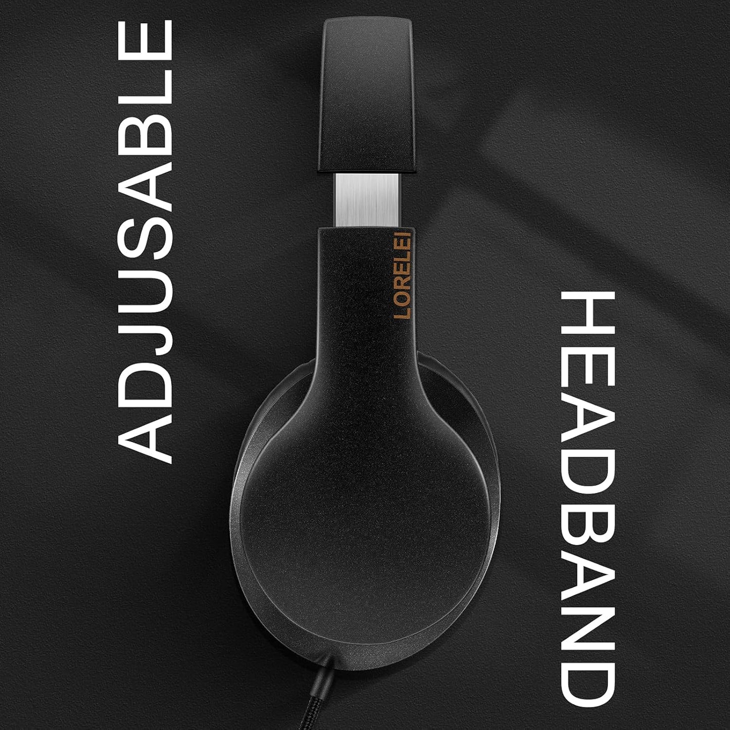 X6 Over-Ear Headphones with Microphone, Lightweight Foldable & Portable Stereo Bass with 1.45M No-Tangle Wired for Smartphone Tablet MP3/4 (Black-Gold)