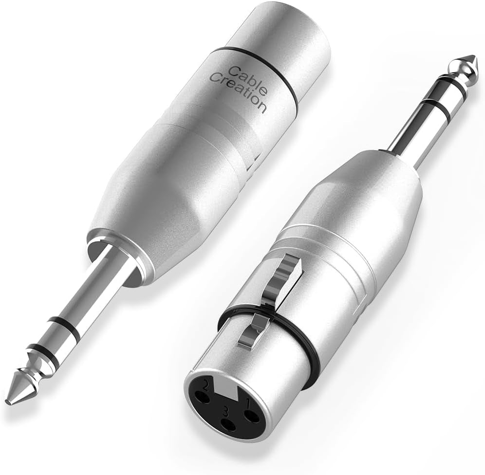 1/4" TRS to XLR Adapter 2Pcs, Balanced 6.35Mm 1/4 Inch TRS Male to XL R Female, 1/4 to Microphone Connector, Quarter Inch 6.35Mm to XLR for Mixers, Speaker, Amplifiers