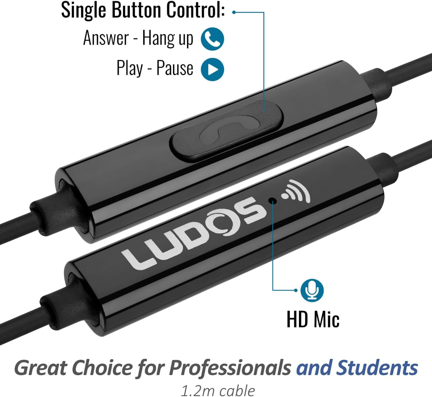 FEROX Wired Earbuds In-Ear Headphones, 5 Year Warranty, Earphones with Microphone, Noise Isolation Corded for 3.5Mm Jack Ear Buds for Iphone, Samsung, Computer, Laptop, Kids, School Students