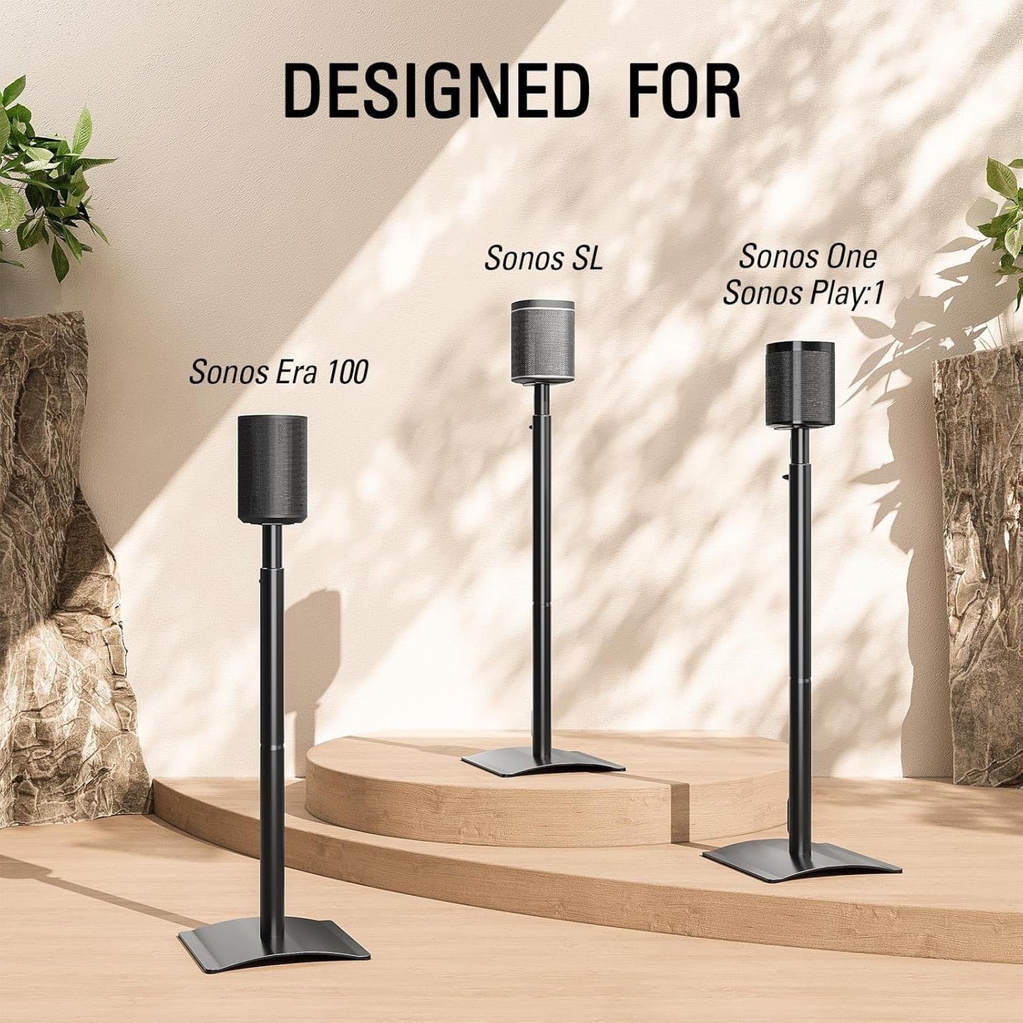 Speaker Stand for Sonos Era 100, One, One SL, Play:1, Height Adjustable 32.5"- 42", Single Surround Sound Speaker Stand with Cable Management, 13.2 LBS Loading MD5411