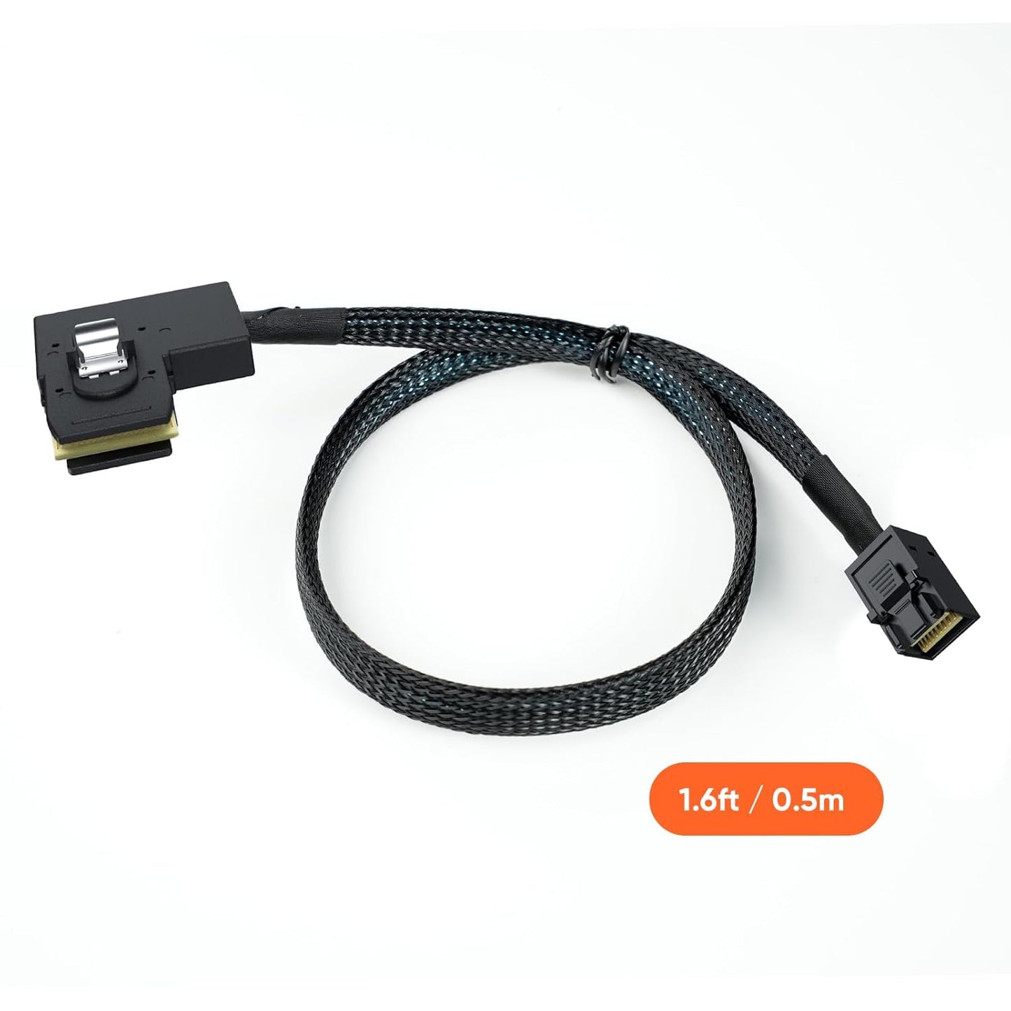 1.6FT Mini SAS SFF-8643 to Mini SAS 36Pin SFF-8087 Left Angle Cable, 0.5M (12Gb/S)