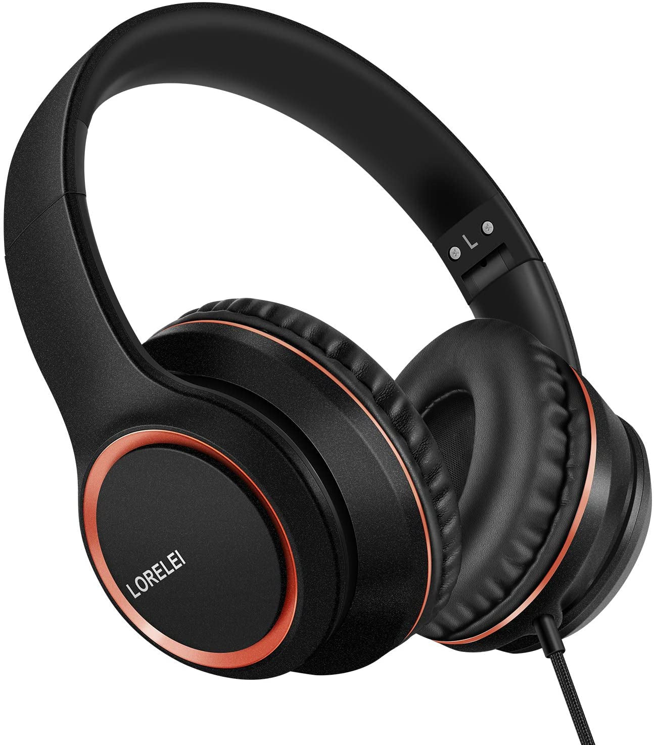 X8 Over-Ear Wired Headphones with Microphone with 1.45M-Tangle-Free Nylon Line&3.5Mm Plug,Lightweight Foldable & Portable Headphones for Smartphone,Tablet,Computer,Mp3/4(Space Black)
