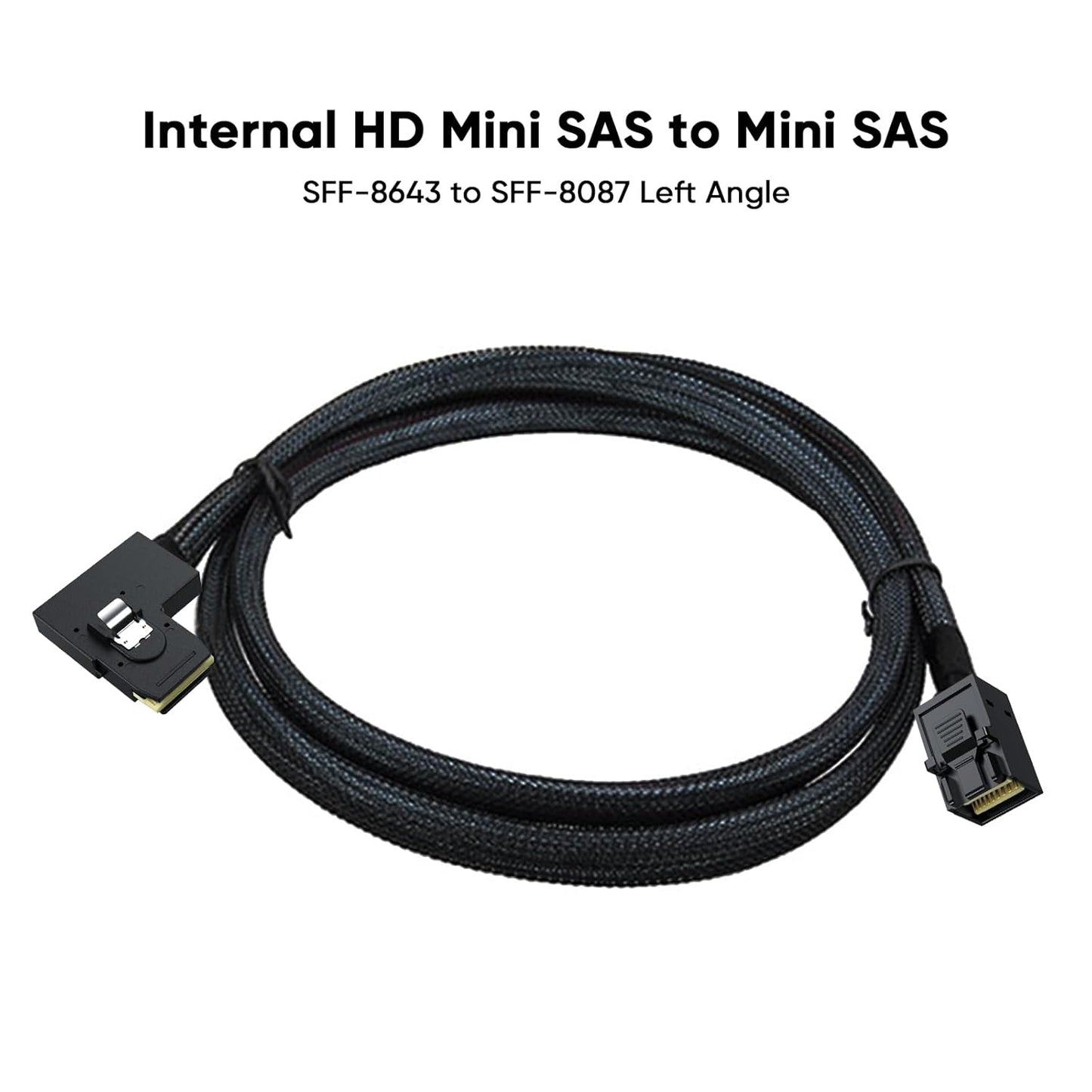 1.6FT Mini SAS SFF-8643 to Mini SAS 36Pin SFF-8087 Left Angle Cable, 0.5M (12Gb/S)