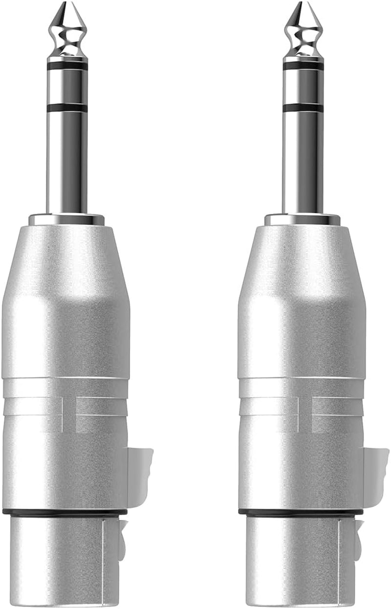 1/4" TRS to XLR Adapter 2Pcs, Balanced 6.35Mm 1/4 Inch TRS Male to XL R Female, 1/4 to Microphone Connector, Quarter Inch 6.35Mm to XLR for Mixers, Speaker, Amplifiers